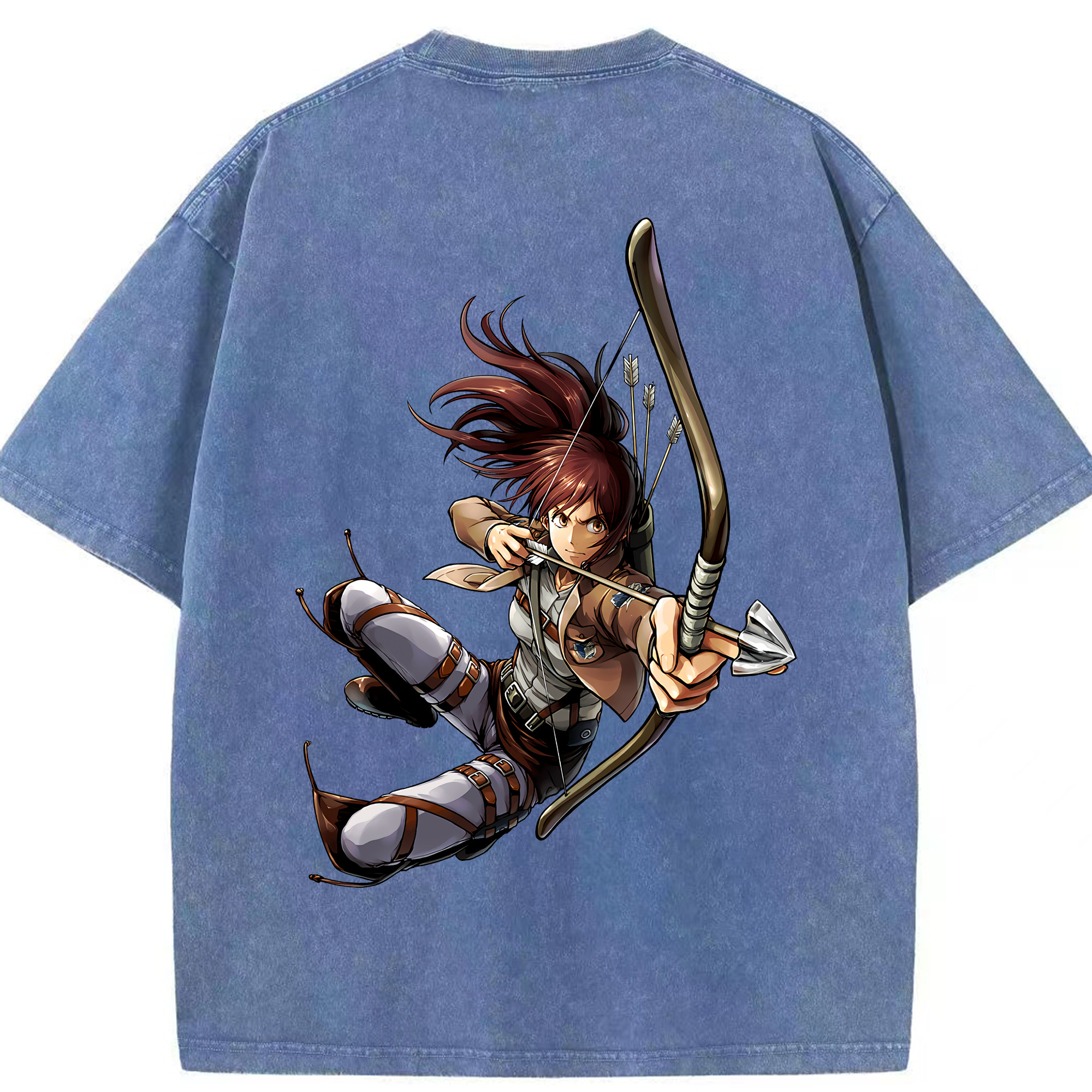 （画像用） 進撃の巨人 サシャ·ブラウス Attack on Titan Sasha Blaus 綿100% ヴィンテージ風 半袖Tシャツ（背面プリント）