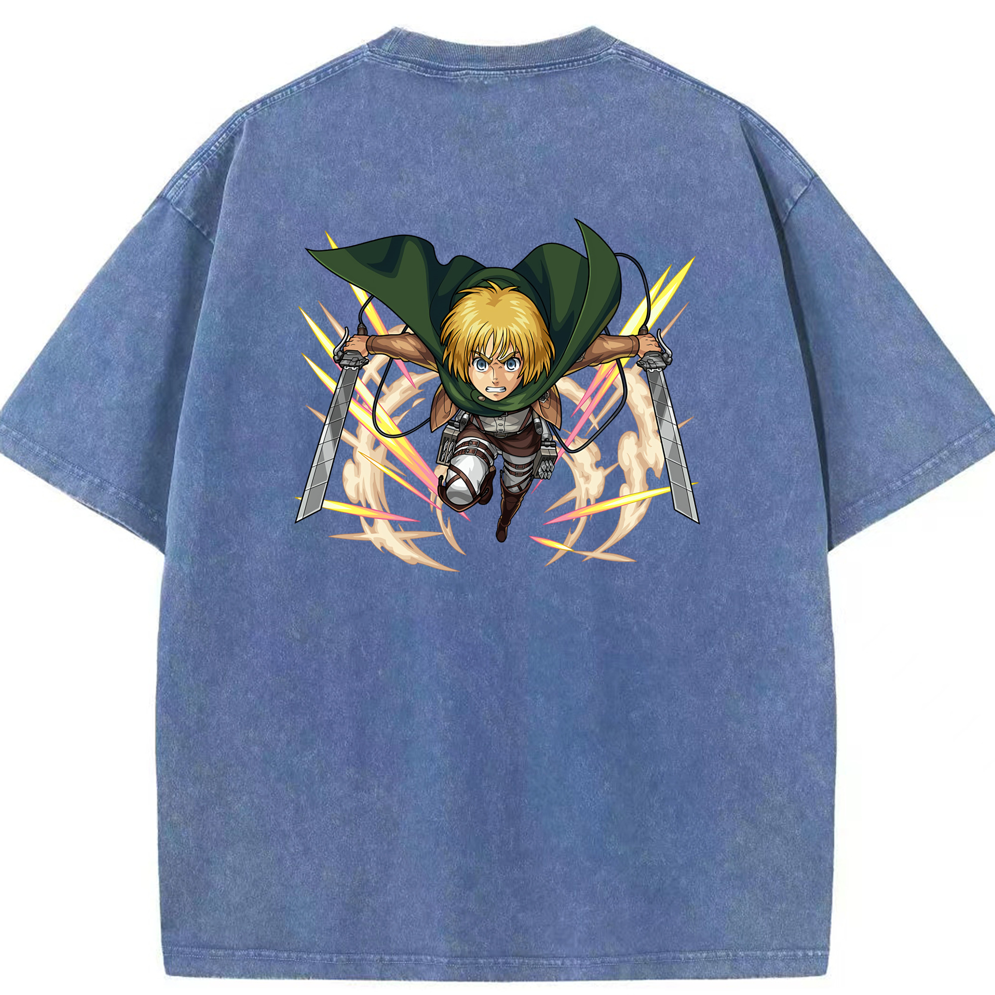 （画像用） 進撃の巨人 アルミン·アルレルト Attack on Titan Armin Arlert 綿100% ヴィンテージ風 半袖Tシャツ（背面プリント）