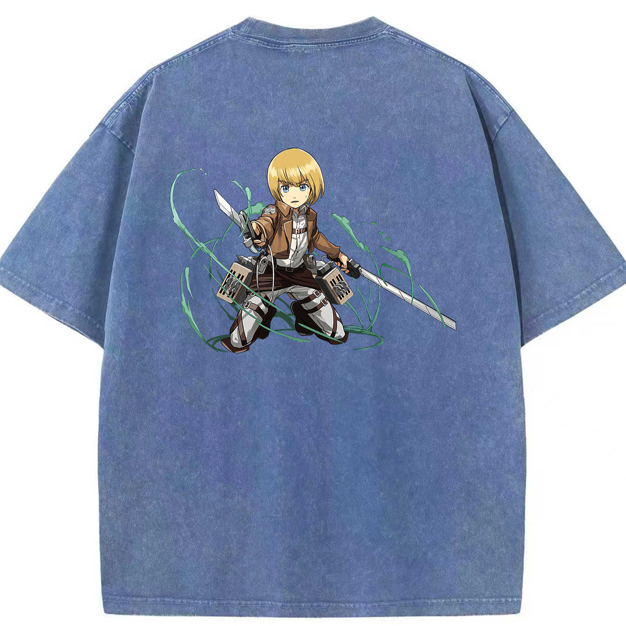 （画像用） 進撃の巨人 アルミン·アルレルト Attack on Titan Armin Arlert 綿100% ヴィンテージ風 半袖Tシャツ（背面プリント）