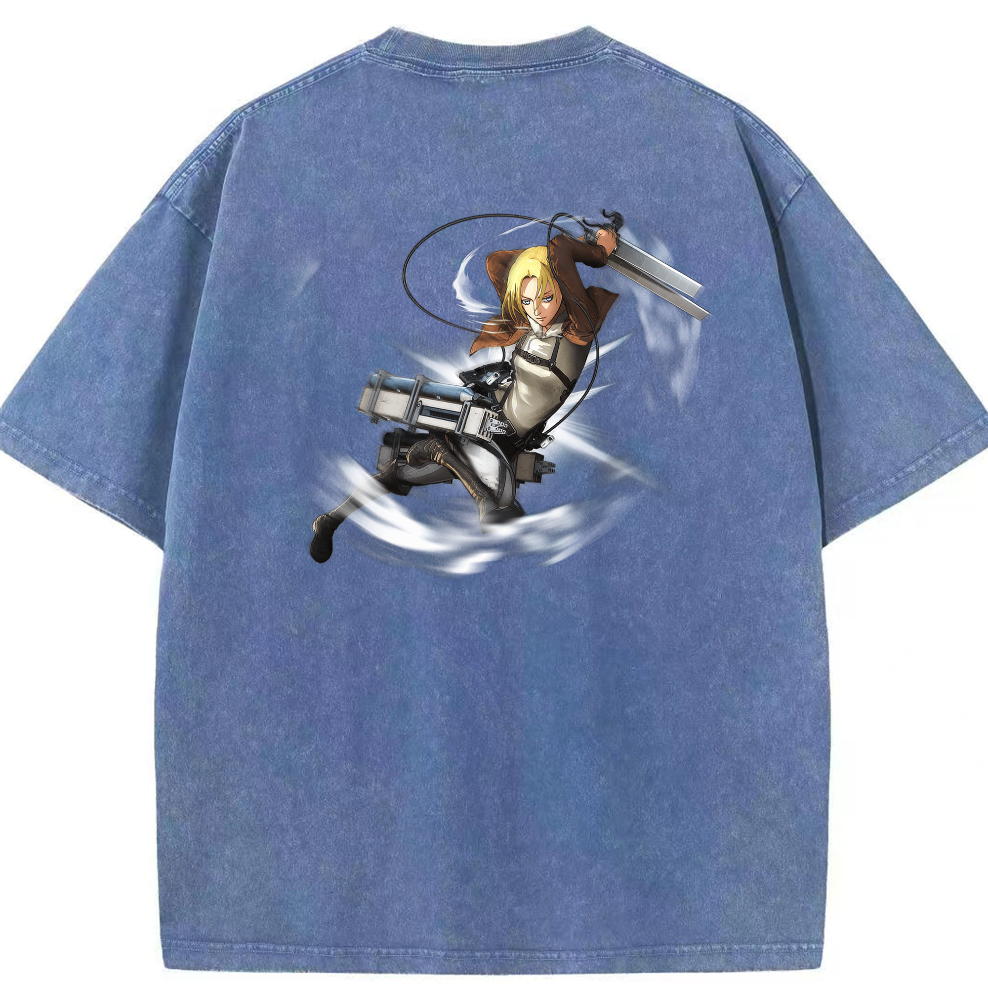 （画像用） 進撃の巨人 アニ・レオンハート Attack on Titan Annie Leonhart 綿100% ヴィンテージ風 半袖Tシャツ（背面プリント）