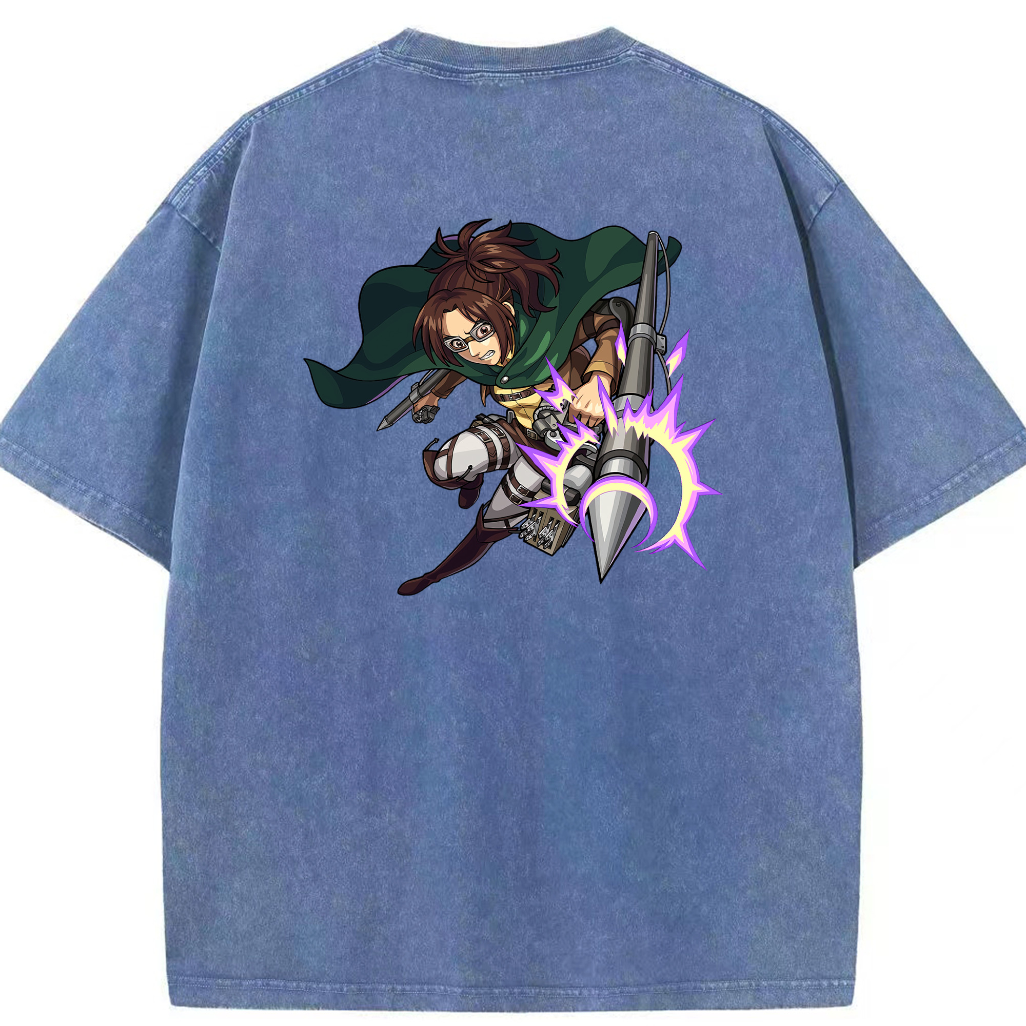 （画像用） 進撃の巨人 ハンジ·ゾエ Attack on Titan Hanji Zoe 綿100% ヴィンテージ風 半袖Tシャツ（背面プリント）