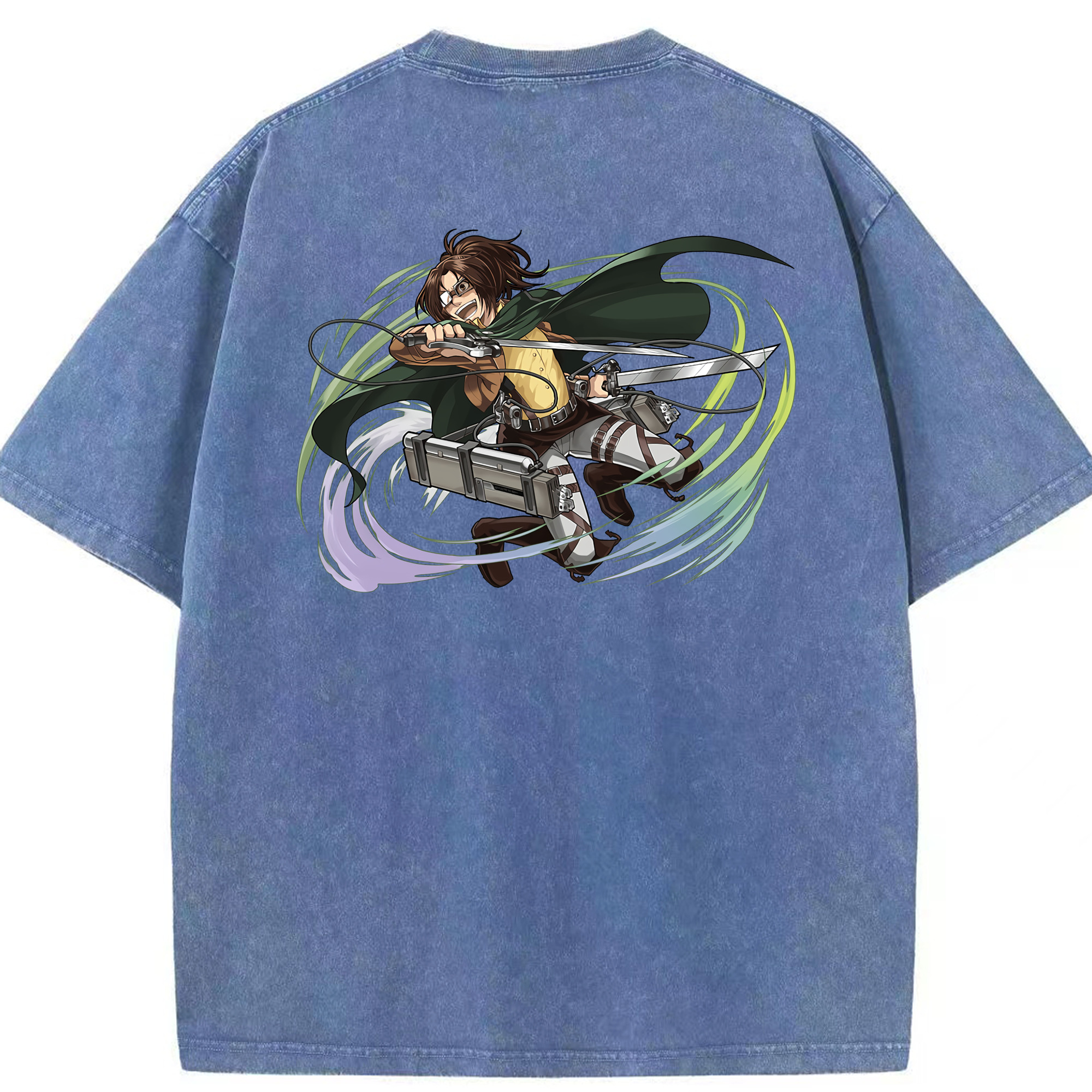 （画像用） 進撃の巨人 ハンジ·ゾエ Attack on Titan Hanji Zoe 綿100% ヴィンテージ風 半袖Tシャツ（背面プリント）