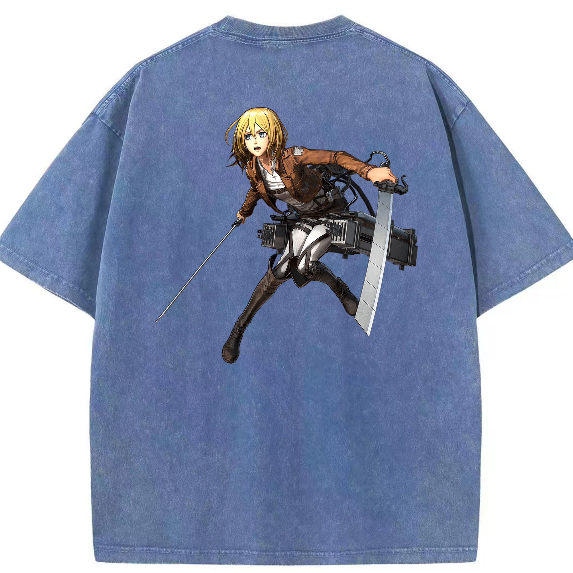 （画像用） 進撃の巨人 クリスタ·レンズ Attack on Titan Christa Lenz 綿100% ヴィンテージ風 半袖Tシャツ（背面プリント）