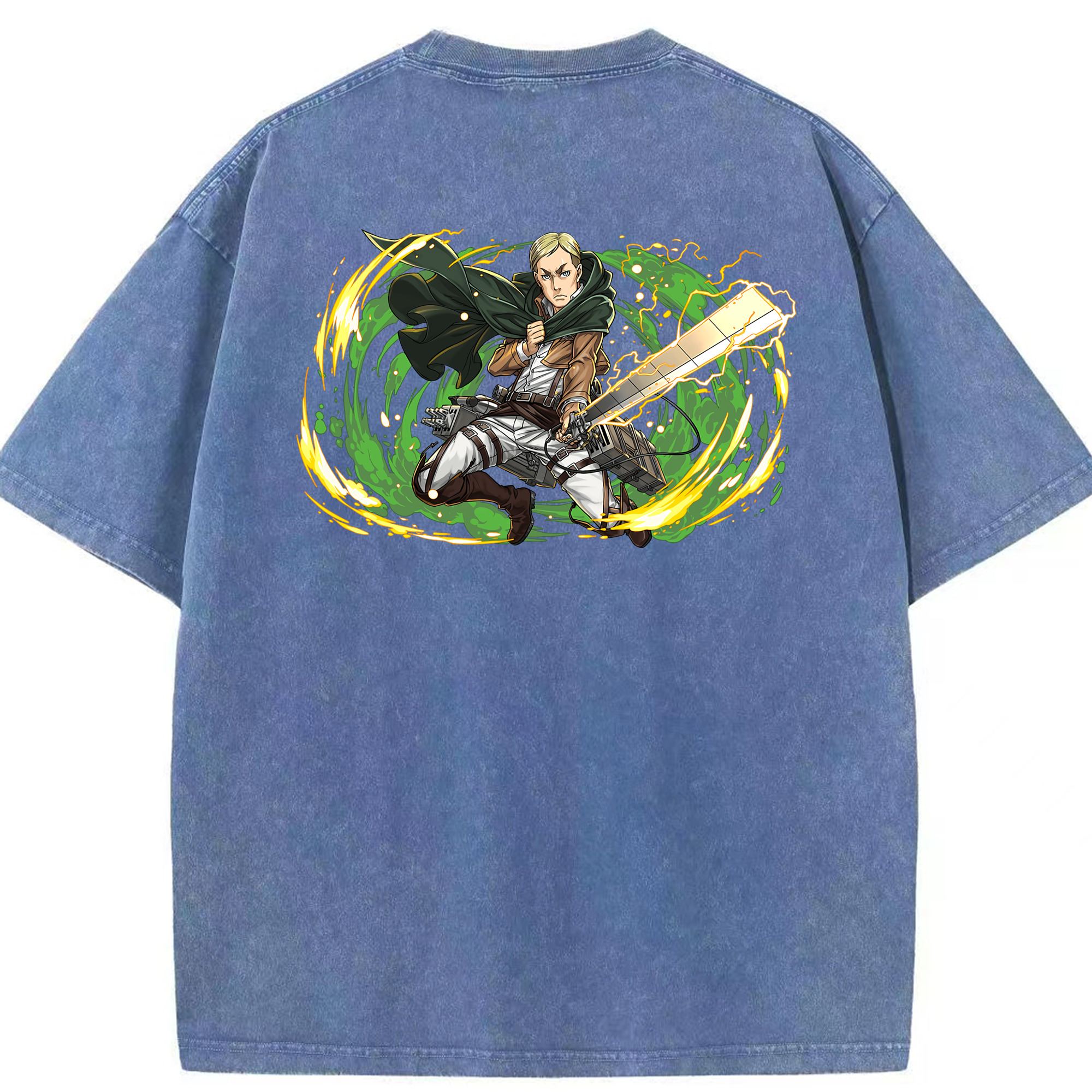 （画像用） 進撃の巨人 エルヴィン・スミス Attack on Titan Erwin Smith 綿100% ヴィンテージ風 半袖Tシャツ（背面プリント）