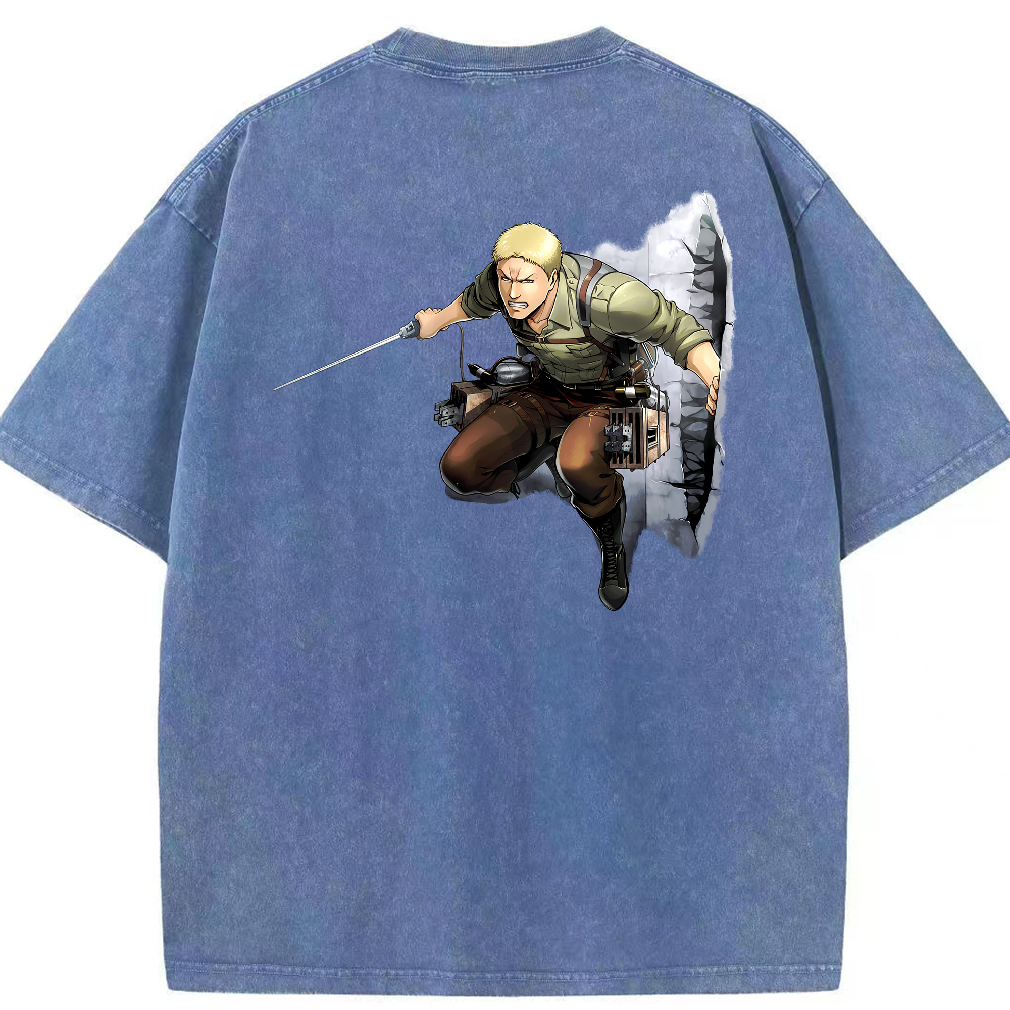（画像用） 進撃の巨人 ライナー・ブラウン Attack on Titan Reiner Braun 綿100% ヴィンテージ風 半袖Tシャツ（背面プリント）
