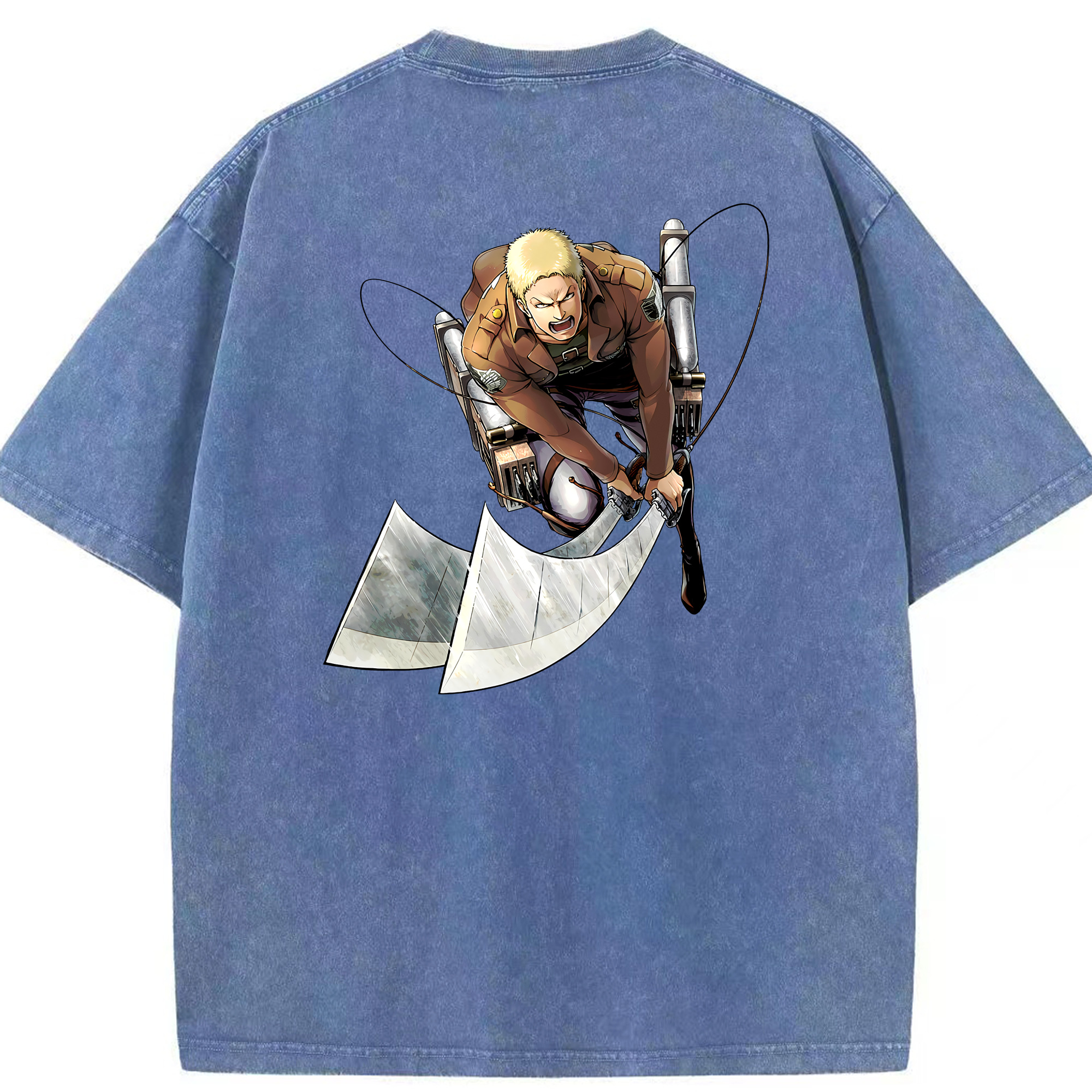 （画像用） 進撃の巨人 ライナー・ブラウン Attack on Titan Reiner Braun 綿100% ヴィンテージ風 半袖Tシャツ（背面プリント）