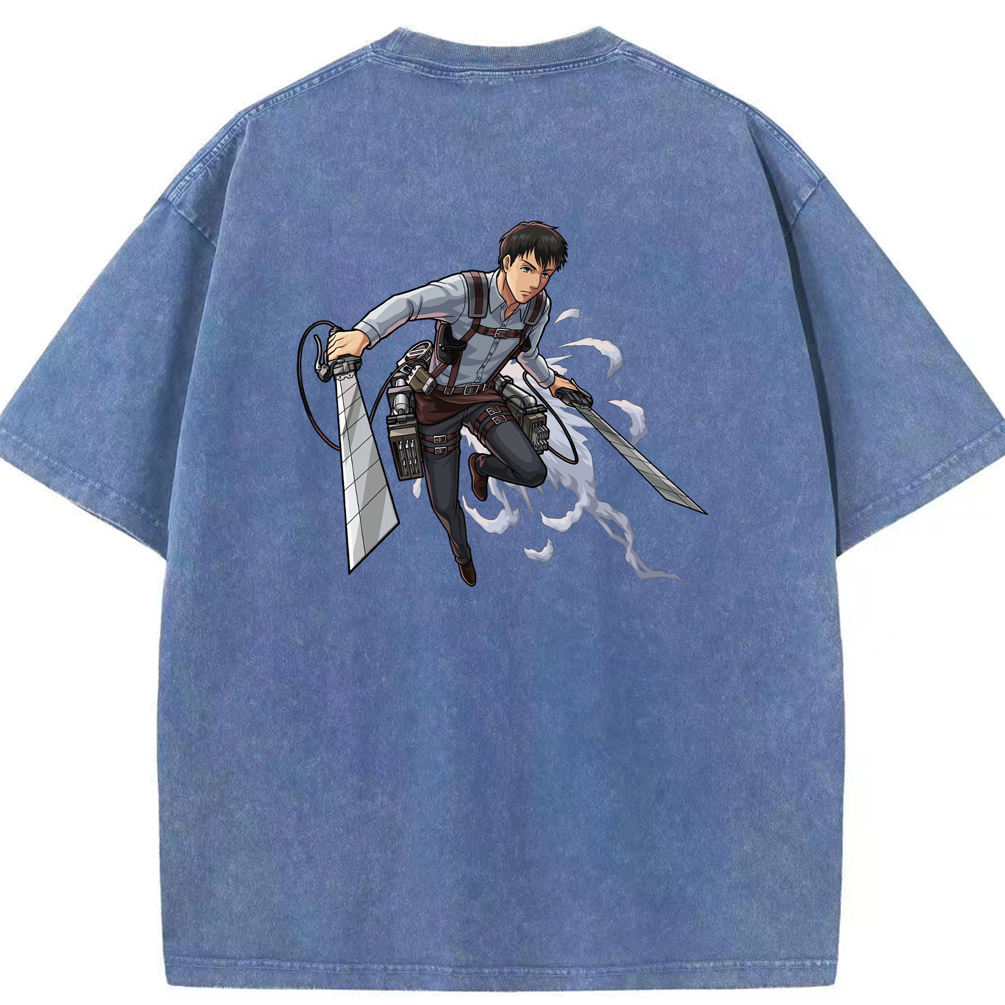 （画像用） 進撃の巨人 ベルトルト・フーバー Attack on Titan Bertholdt Hoover 綿100% ヴィンテージ風 半袖Tシャツ（背面プリント）