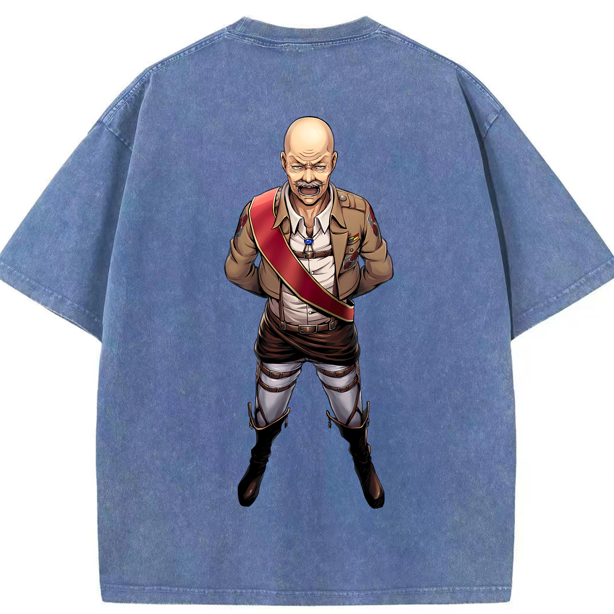 （画像用） 進撃の巨人 ドット·ピクシス Attack on Titan Dot Pixis 綿100% ヴィンテージ風 半袖Tシャツ（背面プリント）