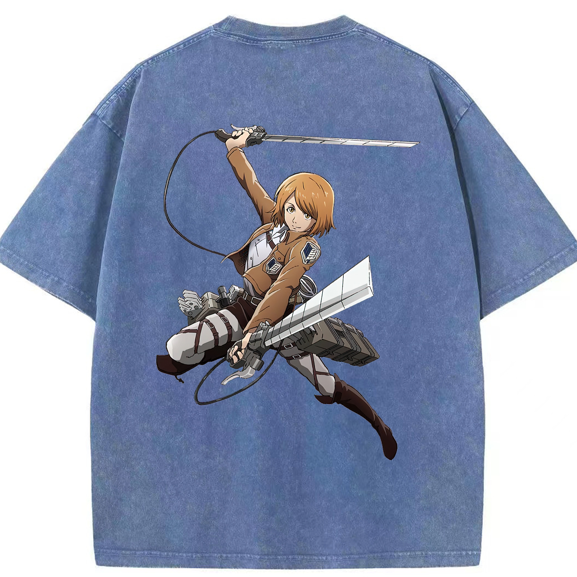 （画像用） 進撃の巨人 ペトラ·ラル Attack on Titan Petra Rall 綿100% ヴィンテージ風 半袖Tシャツ（背面プリント）