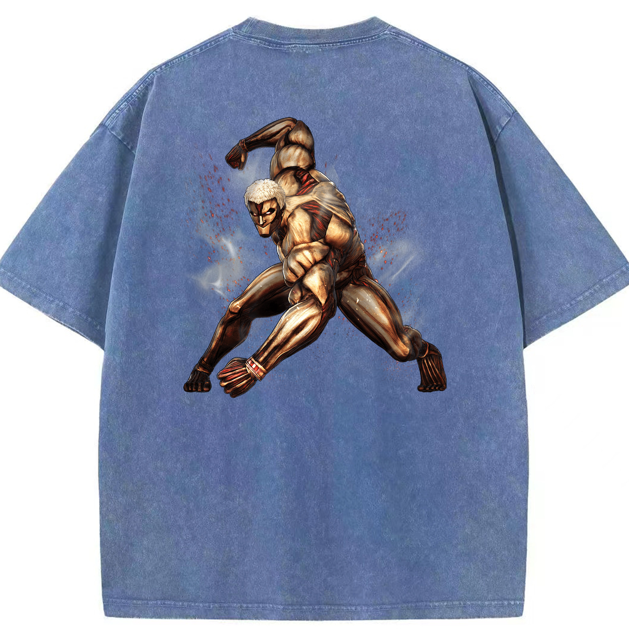 （画像用） 進撃の巨人 Attack on Titan 綿100% ヴィンテージ風 半袖Tシャツ（背面プリント）