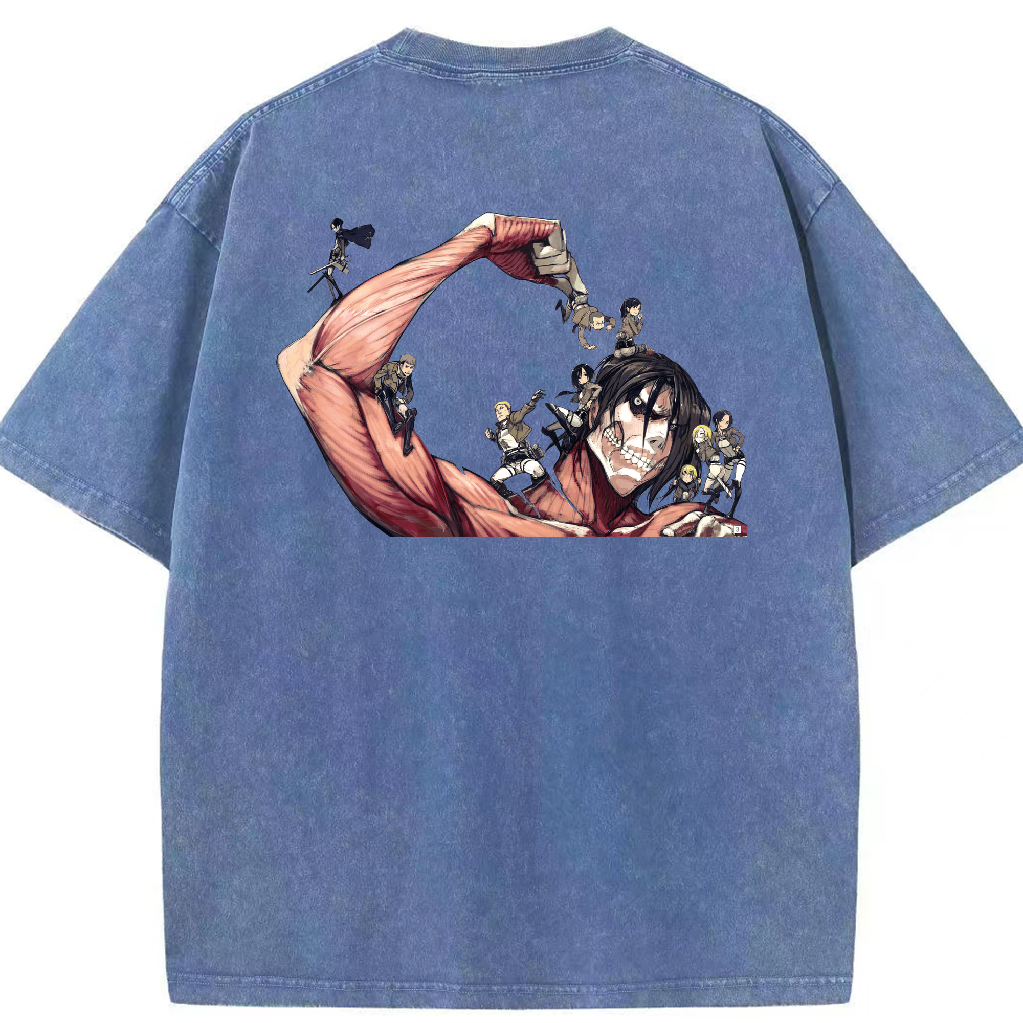 （画像用） 進撃の巨人 Attack on Titan 綿100% ヴィンテージ風 半袖Tシャツ（背面プリント）