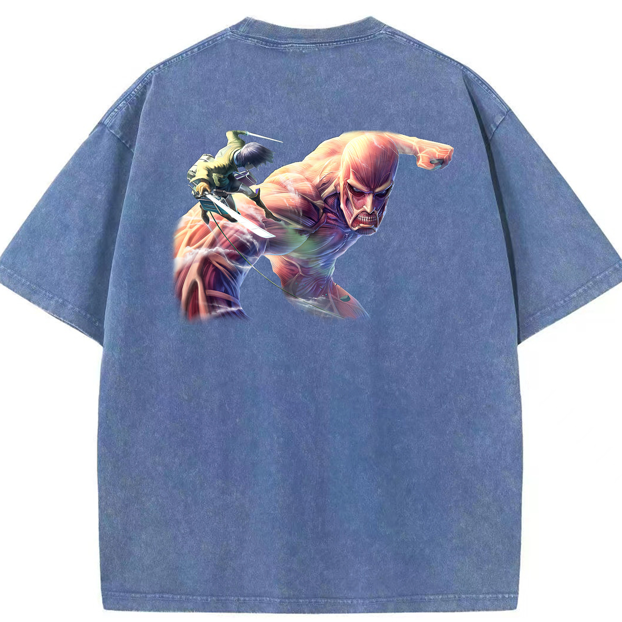 （画像用） 進撃の巨人 Attack on Titan 綿100% ヴィンテージ風 半袖Tシャツ（背面プリント）