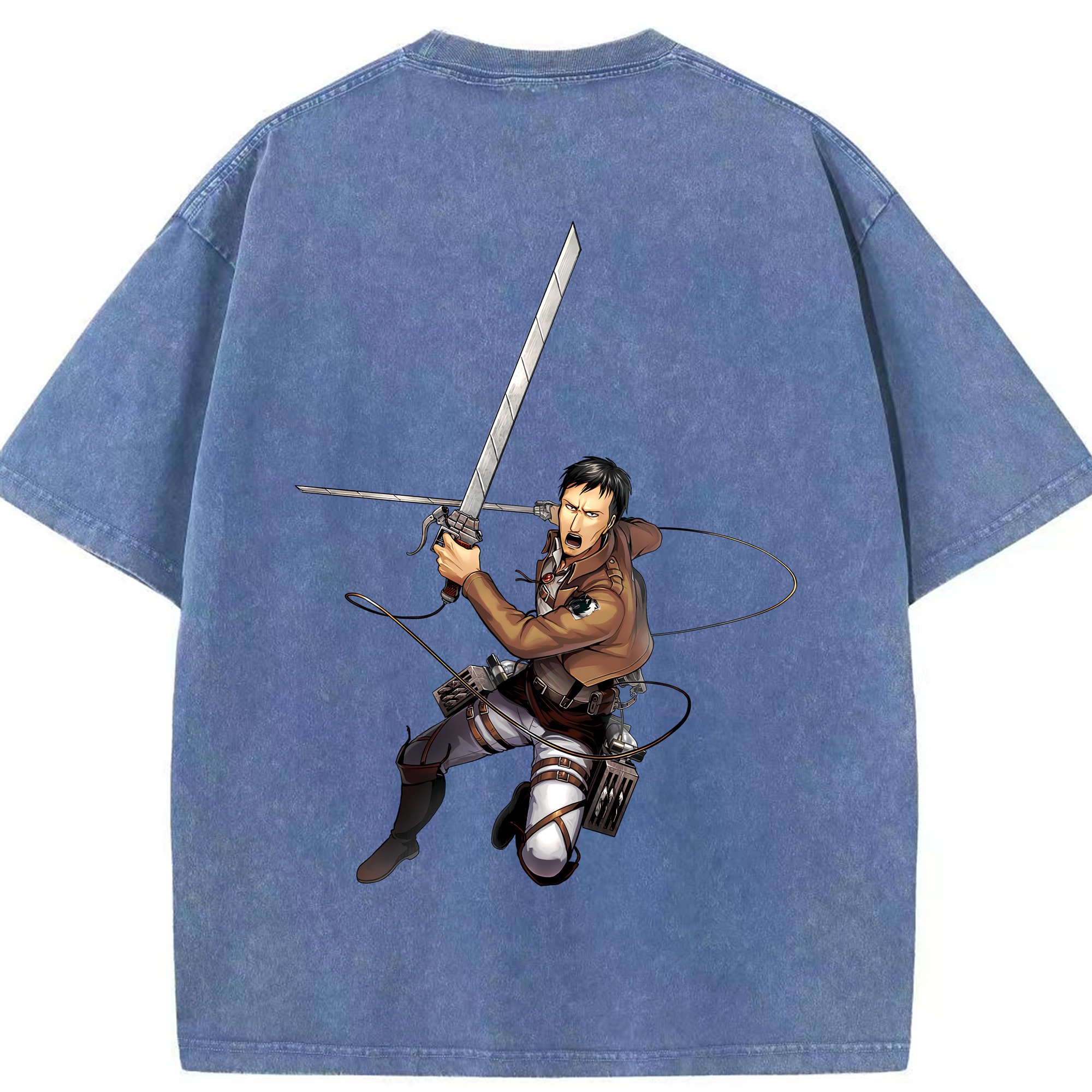 （画像用） 進撃の巨人 Attack on Titan 綿100% ヴィンテージ風 半袖Tシャツ（背面プリント）