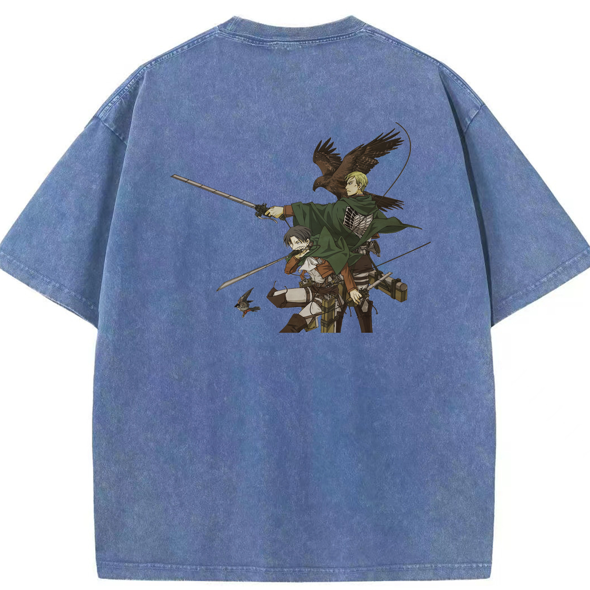 （画像用） 進撃の巨人 Attack on Titan 綿100% ヴィンテージ風 半袖Tシャツ（背面プリント）