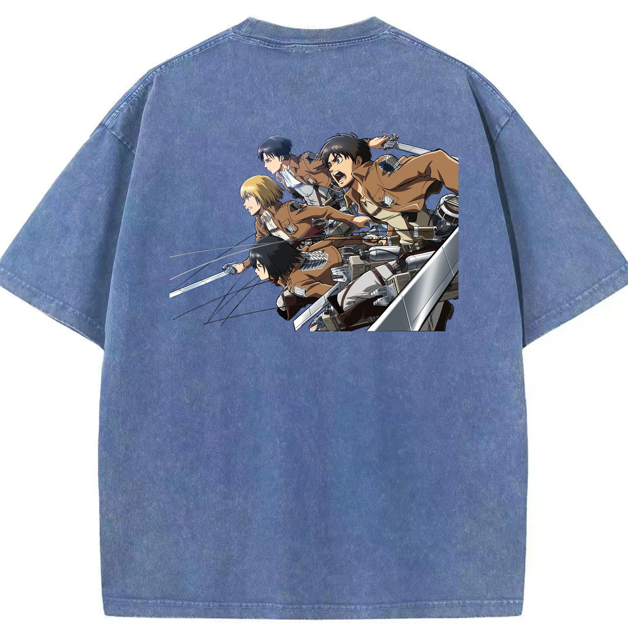 （画像用） 進撃の巨人 Attack on Titan 綿100% ヴィンテージ風 半袖Tシャツ（背面プリント）