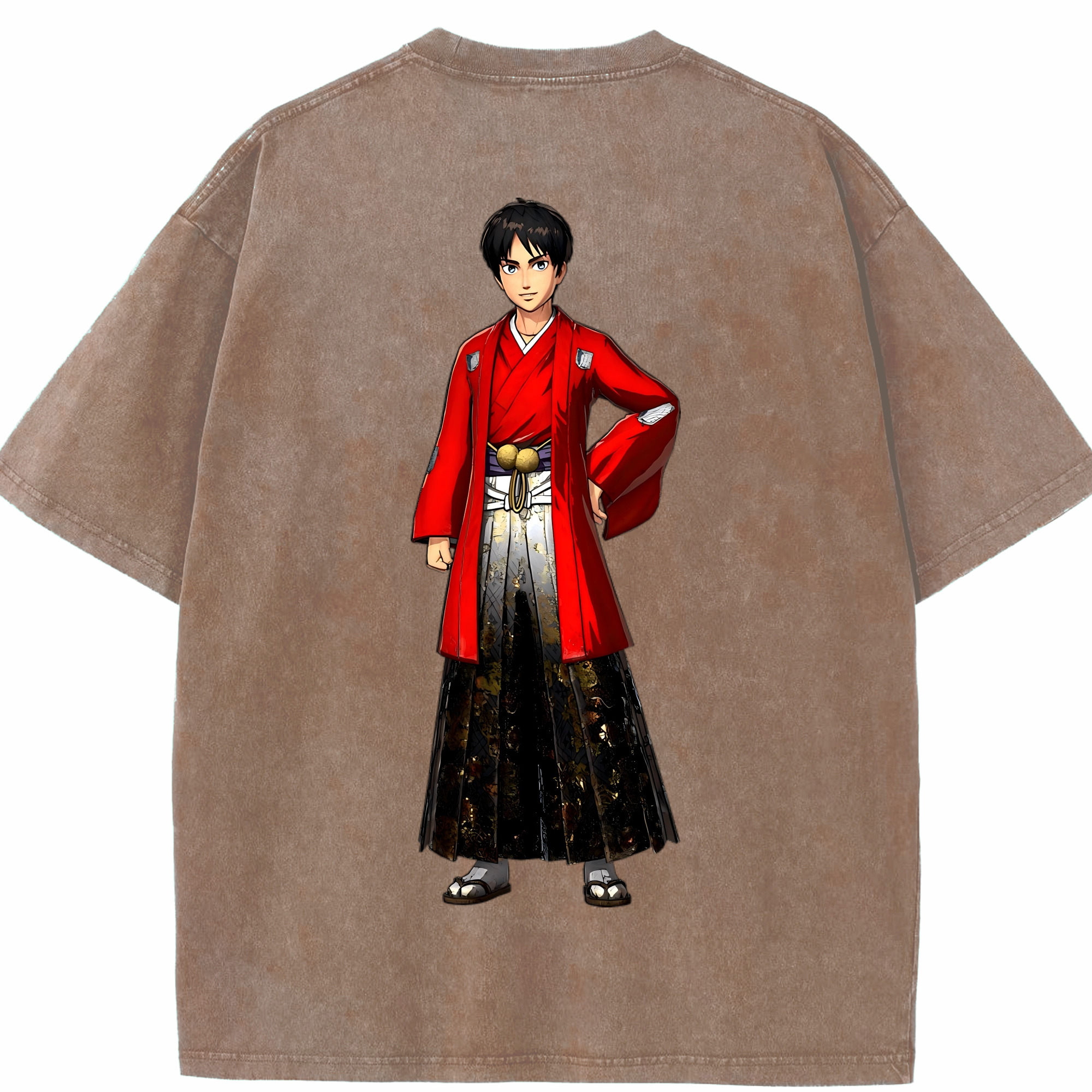 （画像用） 進撃の巨人 エレン･イェーガー Attack on Titan Eren Jäger 綿100% ヴィンテージ風 半袖Tシャツ（背面プリント）