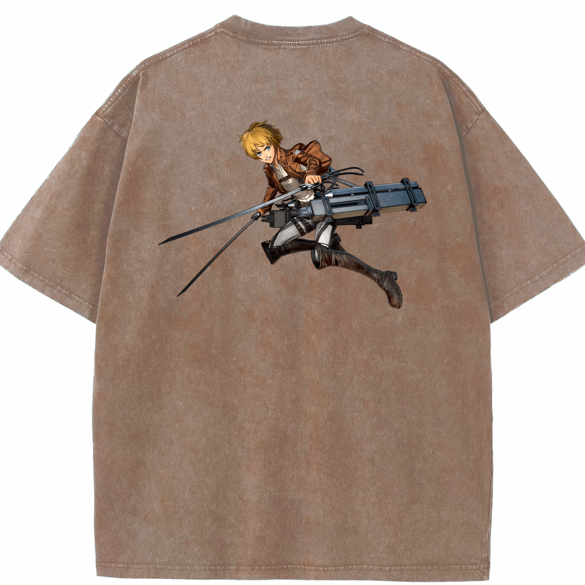 （画像用） 進撃の巨人 アルミン·アルレルト Attack on Titan Armin Arlert 綿100% ヴィンテージ風 半袖Tシャツ（背面プリント）