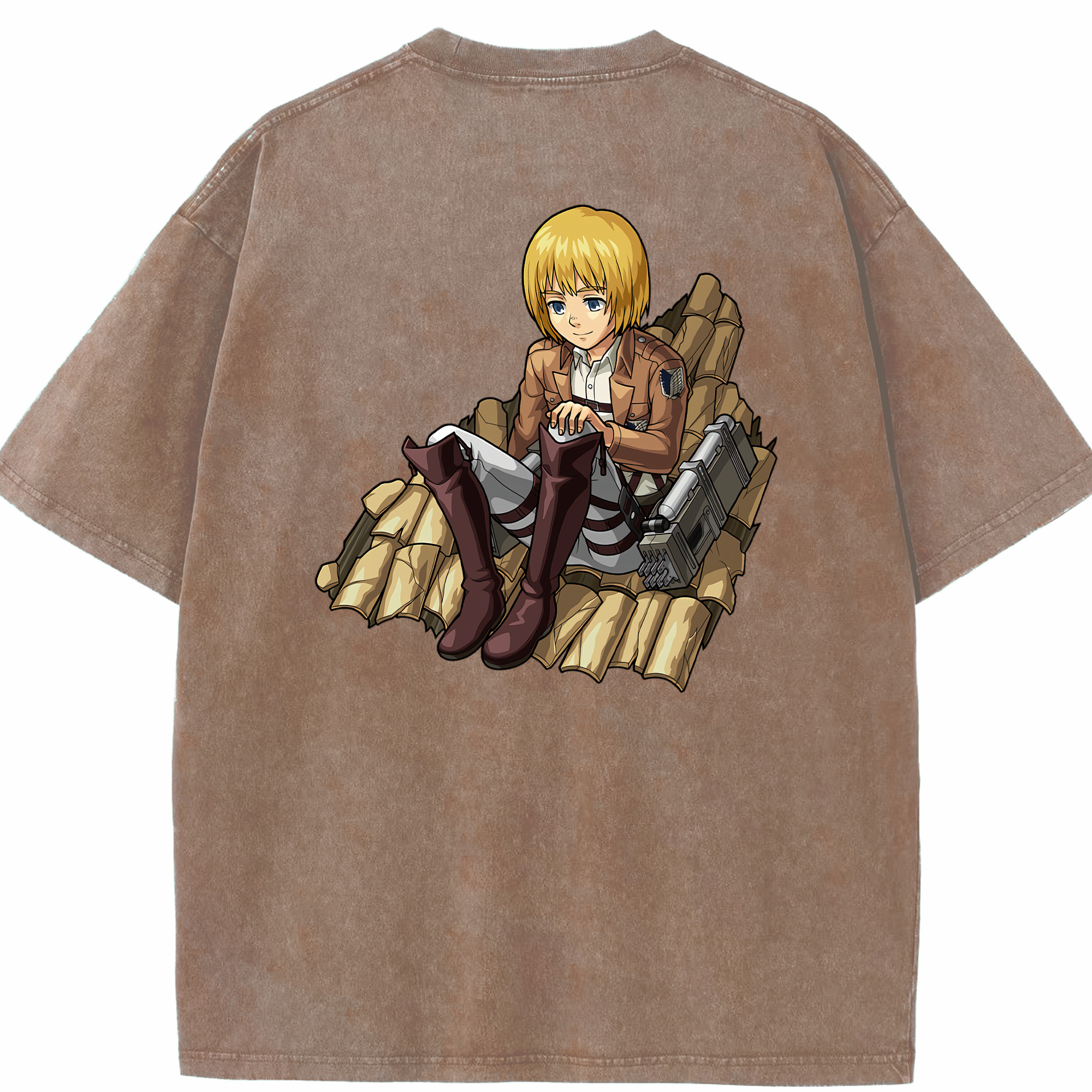 （画像用） 進撃の巨人 アルミン·アルレルト Attack on Titan Armin Arlert 綿100% ヴィンテージ風 半袖Tシャツ（背面プリント）
