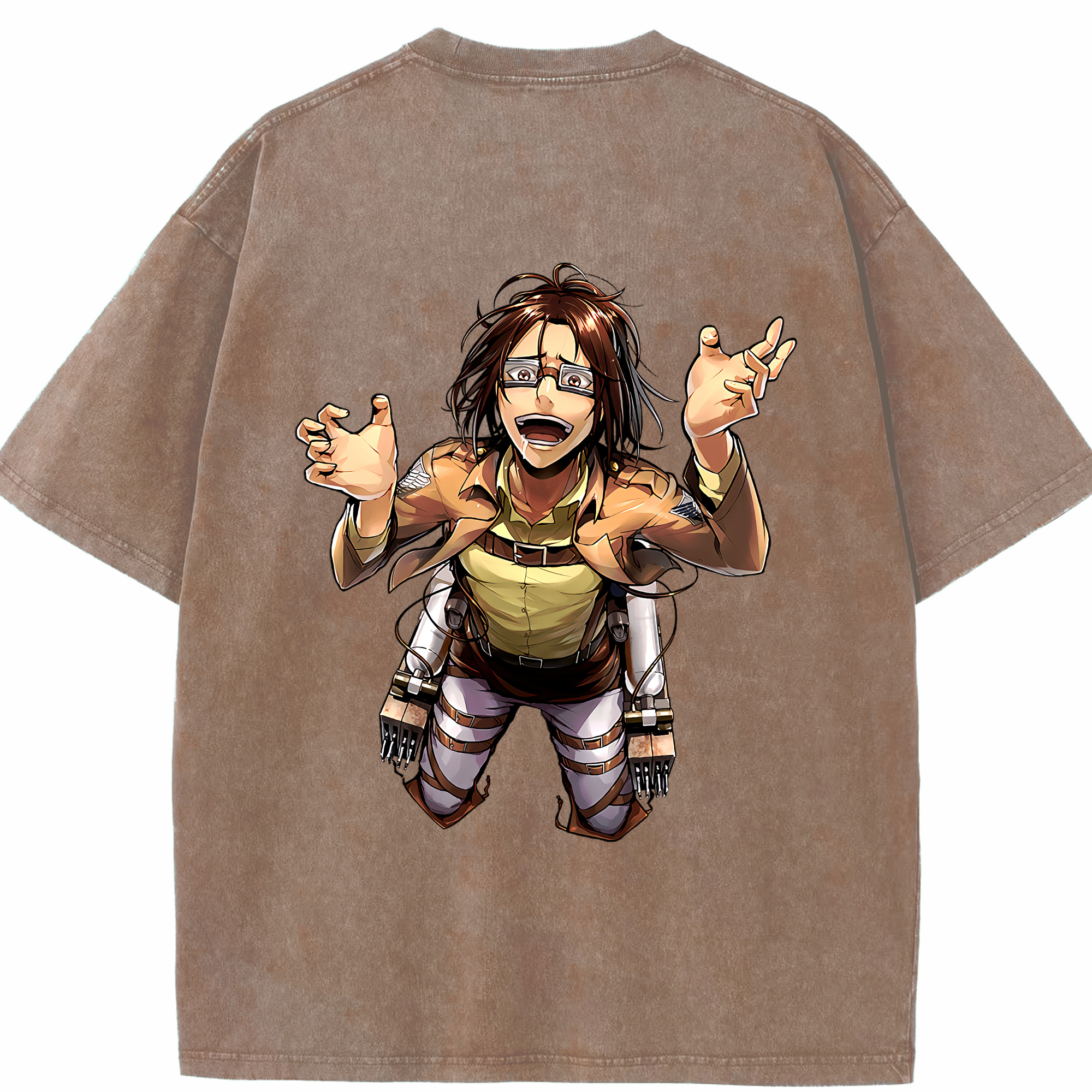 （画像用） 進撃の巨人 ハンジ·ゾエ Attack on Titan Hanji Zoe 綿100% ヴィンテージ風 半袖Tシャツ（背面プリント）