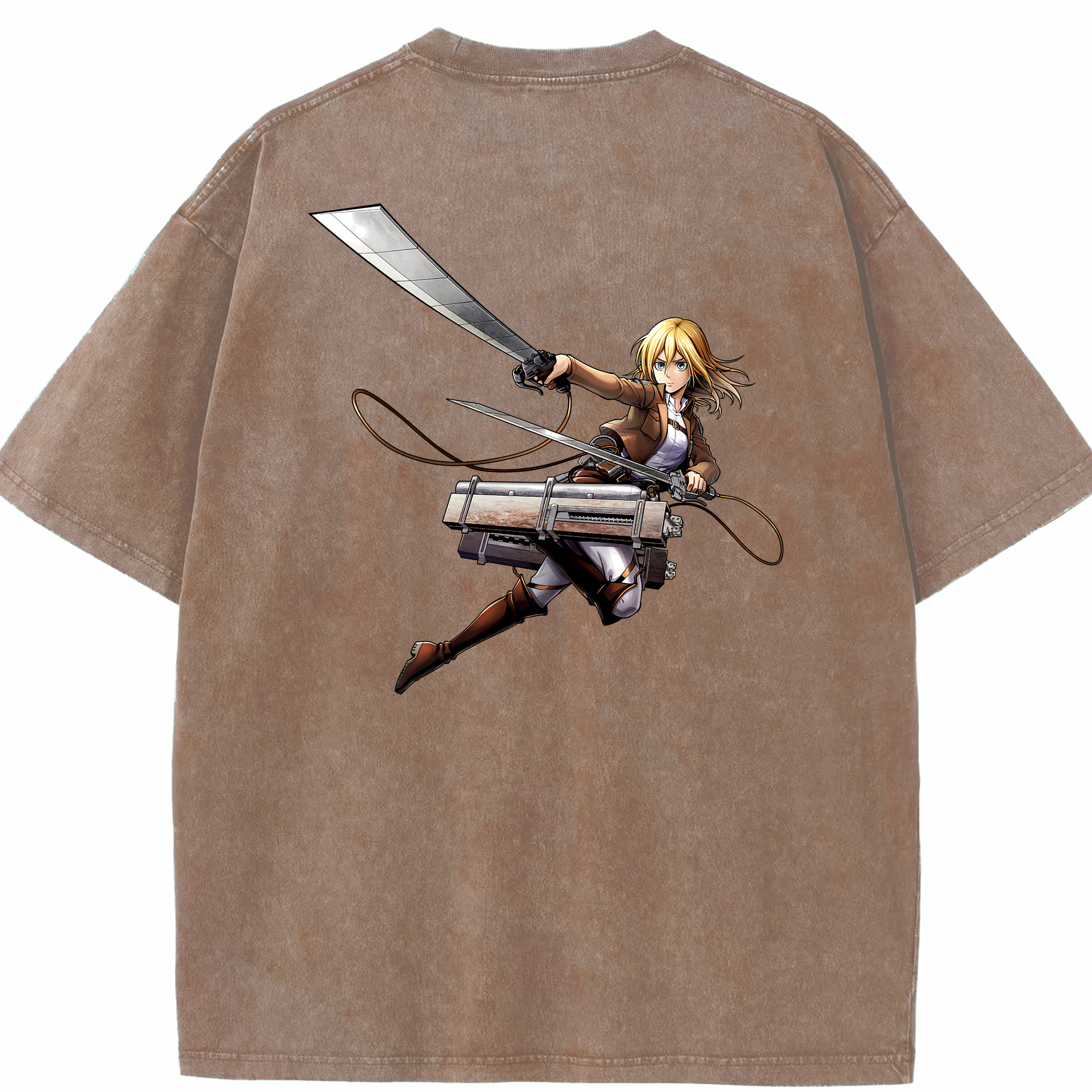 （画像用） 進撃の巨人 クリスタ·レンズ Attack on Titan Christa Lenz 綿100% ヴィンテージ風 半袖Tシャツ（背面プリント）