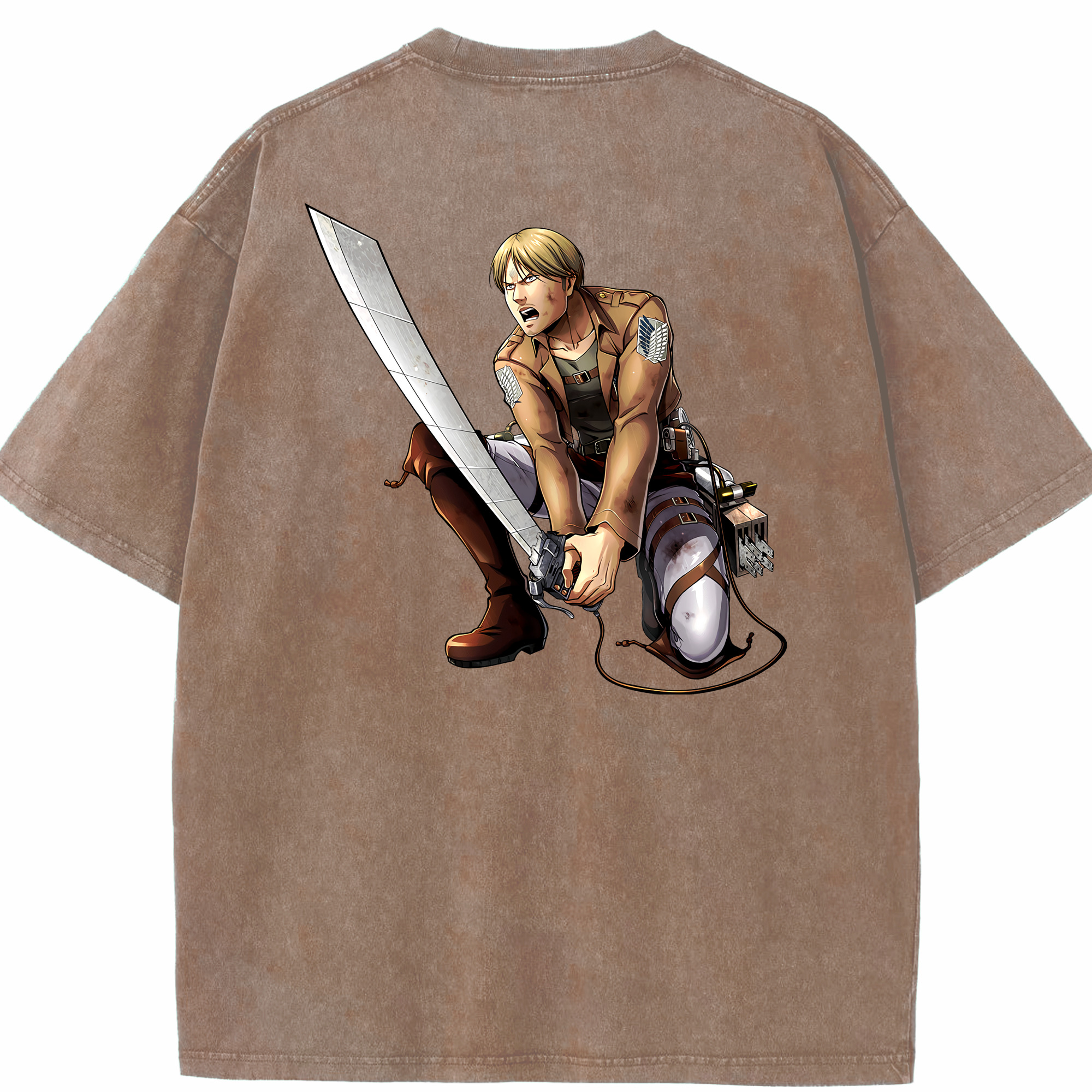 （画像用） 進撃の巨人 ミケ·ザカリアス Attack on Titan Mike Zakarius 綿100% ヴィンテージ風 半袖Tシャツ（背面プリント）