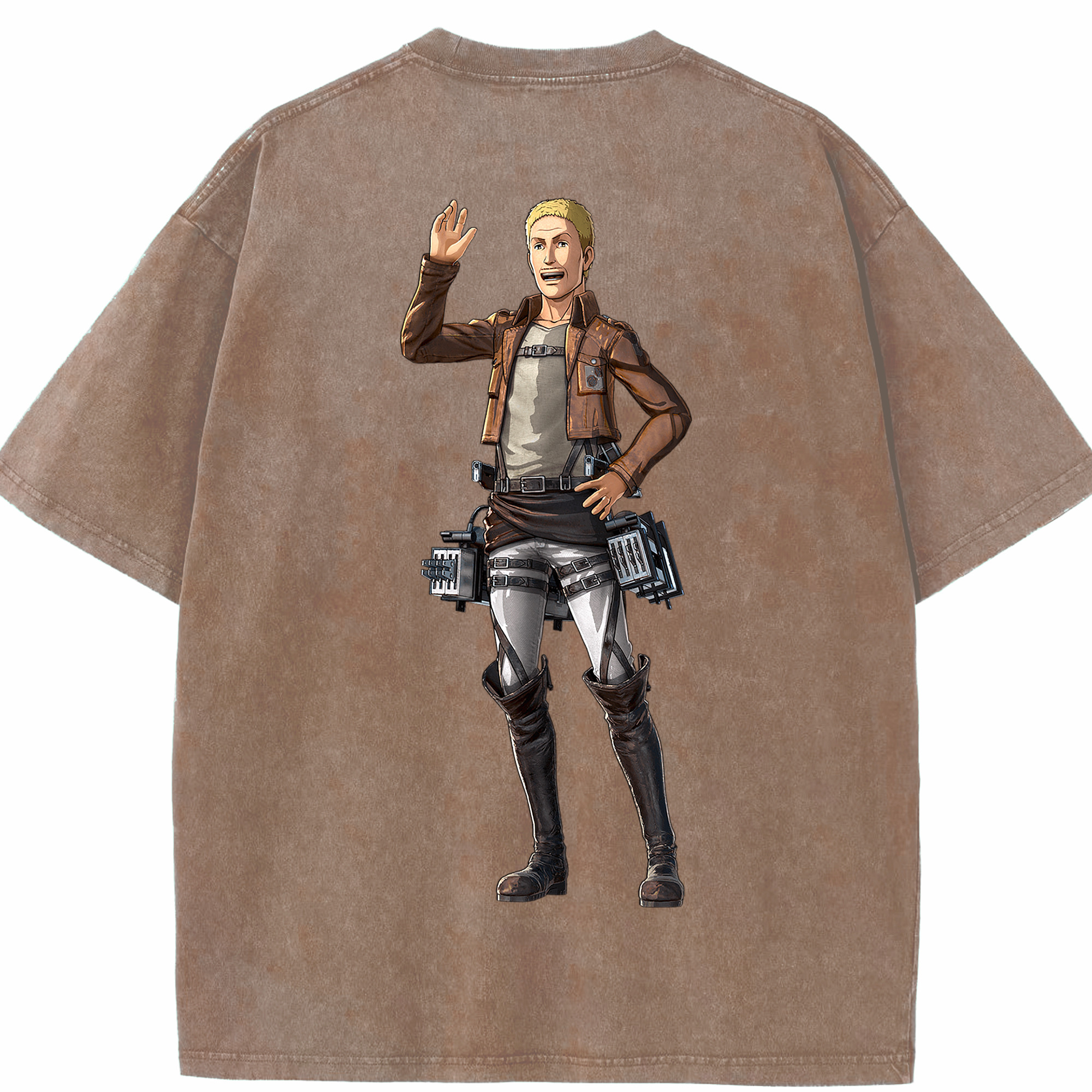 （画像用） 進撃の巨人 ハンネス Attack on Titan Hannes 綿100% ヴィンテージ風 半袖Tシャツ（背面プリント）