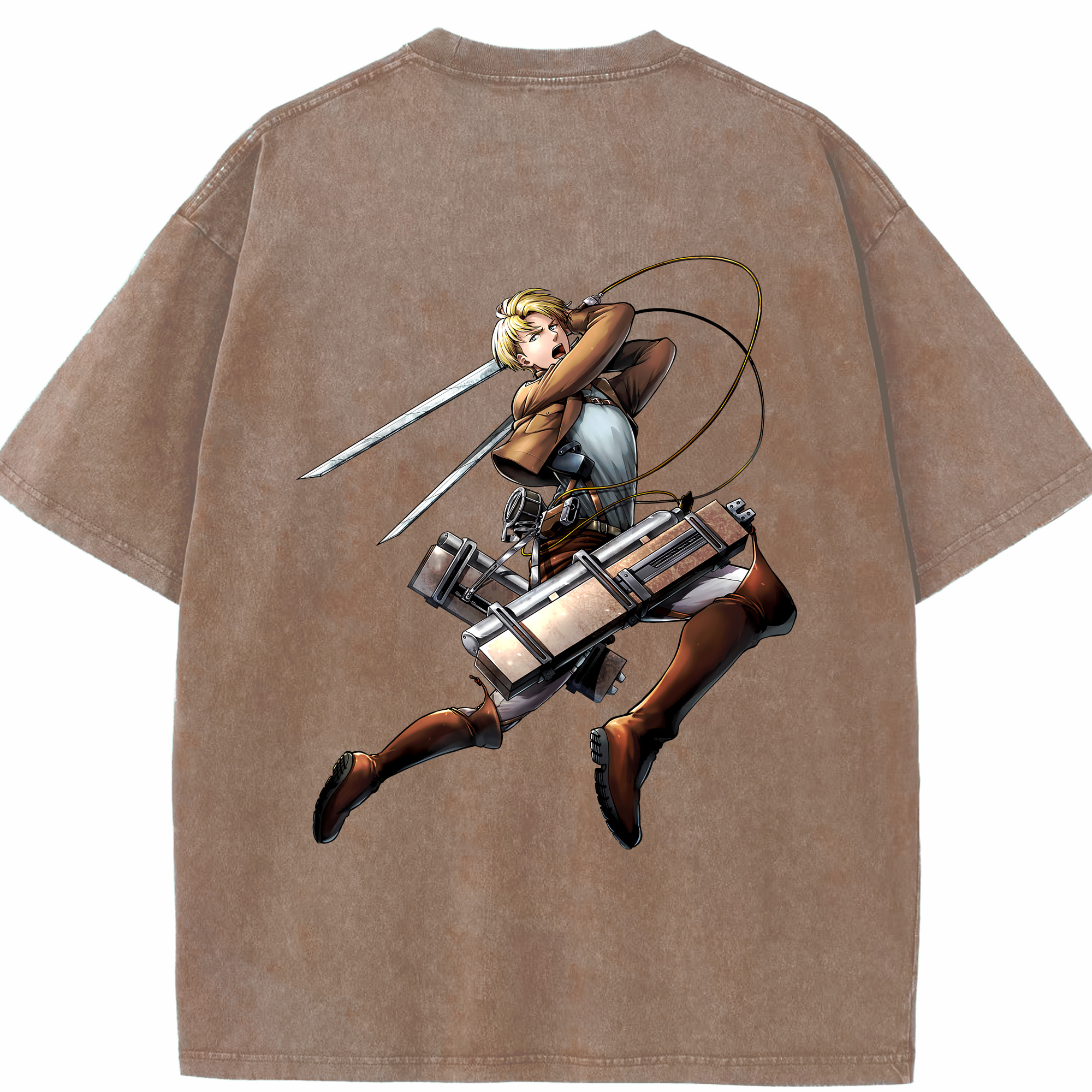 （画像用） 進撃の巨人 Attack on Titan 綿100% ヴィンテージ風 半袖Tシャツ（背面プリント）