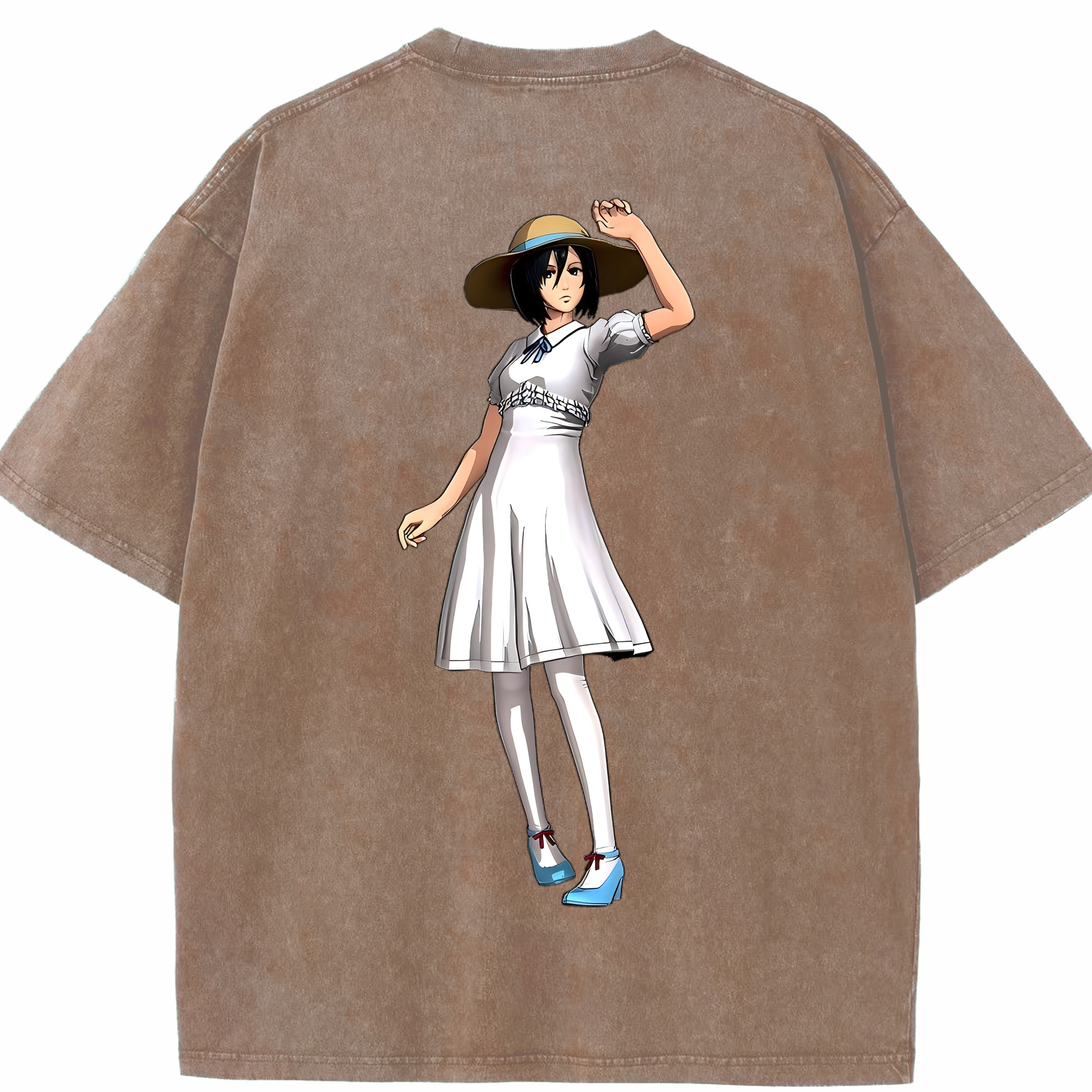 （画像用） 進撃の巨人 ミカサ·アッカーマン Attack on Titan Mikasa Ackerman 綿100% ヴィンテージ風 半袖Tシャツ（背面プリント）