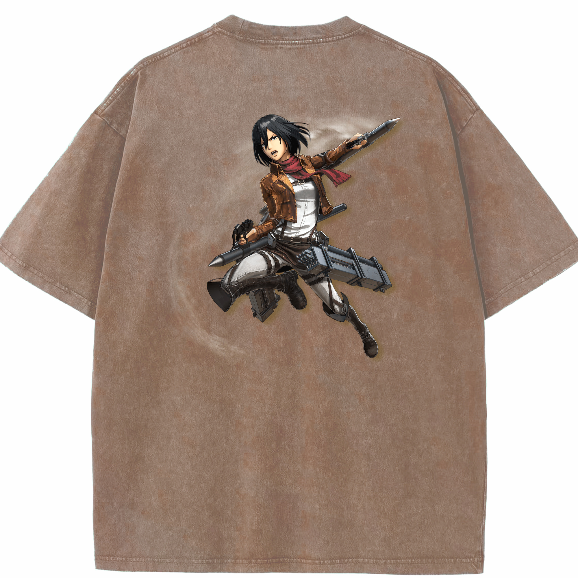 （画像用） 進撃の巨人 ミカサ·アッカーマン Attack on Titan Mikasa Ackerman 綿100% ヴィンテージ風 半袖Tシャツ（背面プリント）