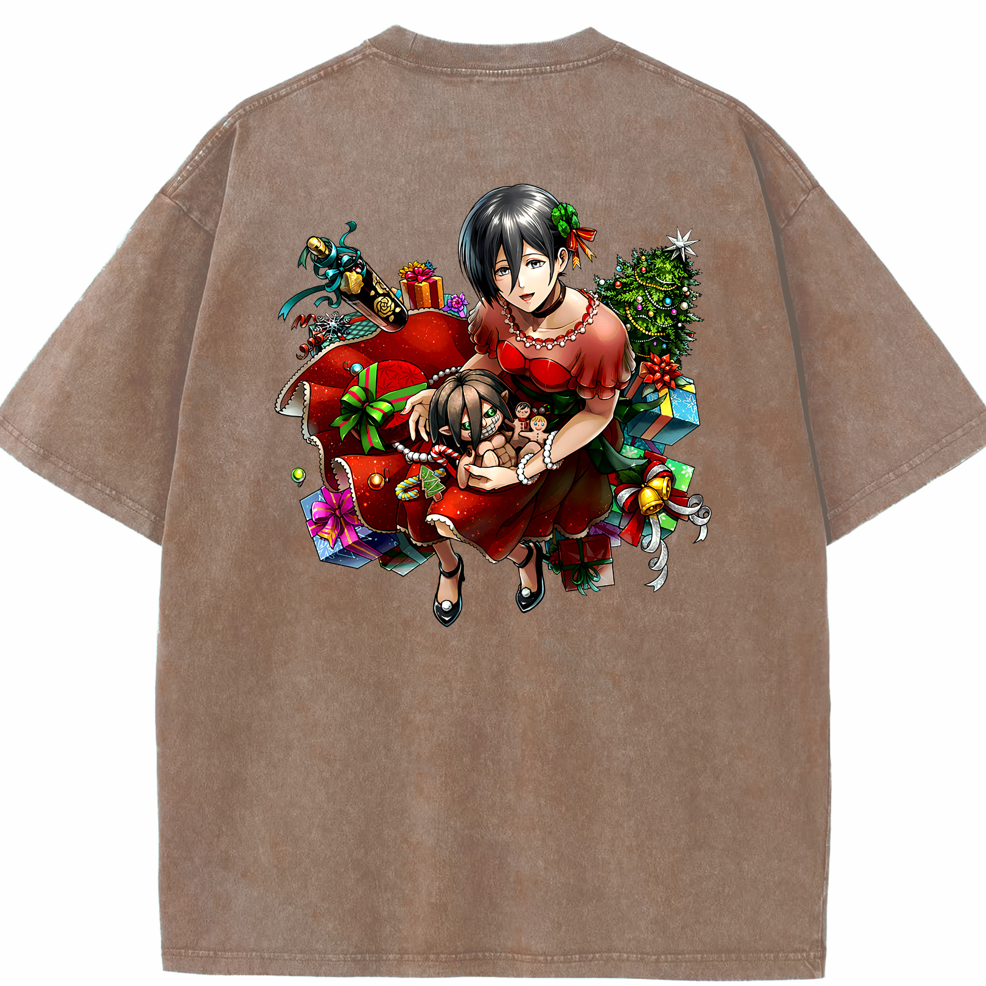 （画像用） 進撃の巨人 ミカサ·アッカーマン Attack on Titan Mikasa Ackerman 綿100% ヴィンテージ風 半袖Tシャツ（背面プリント）