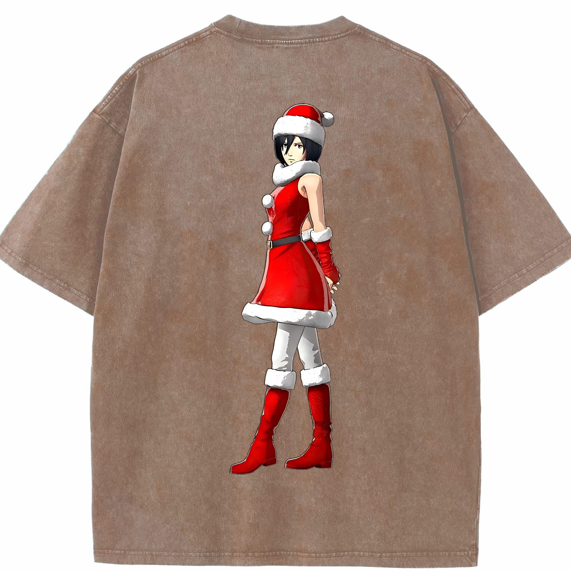 （画像用） 進撃の巨人 ミカサ·アッカーマン Attack on Titan Mikasa Ackerman 綿100% ヴィンテージ風 半袖Tシャツ（背面プリント）