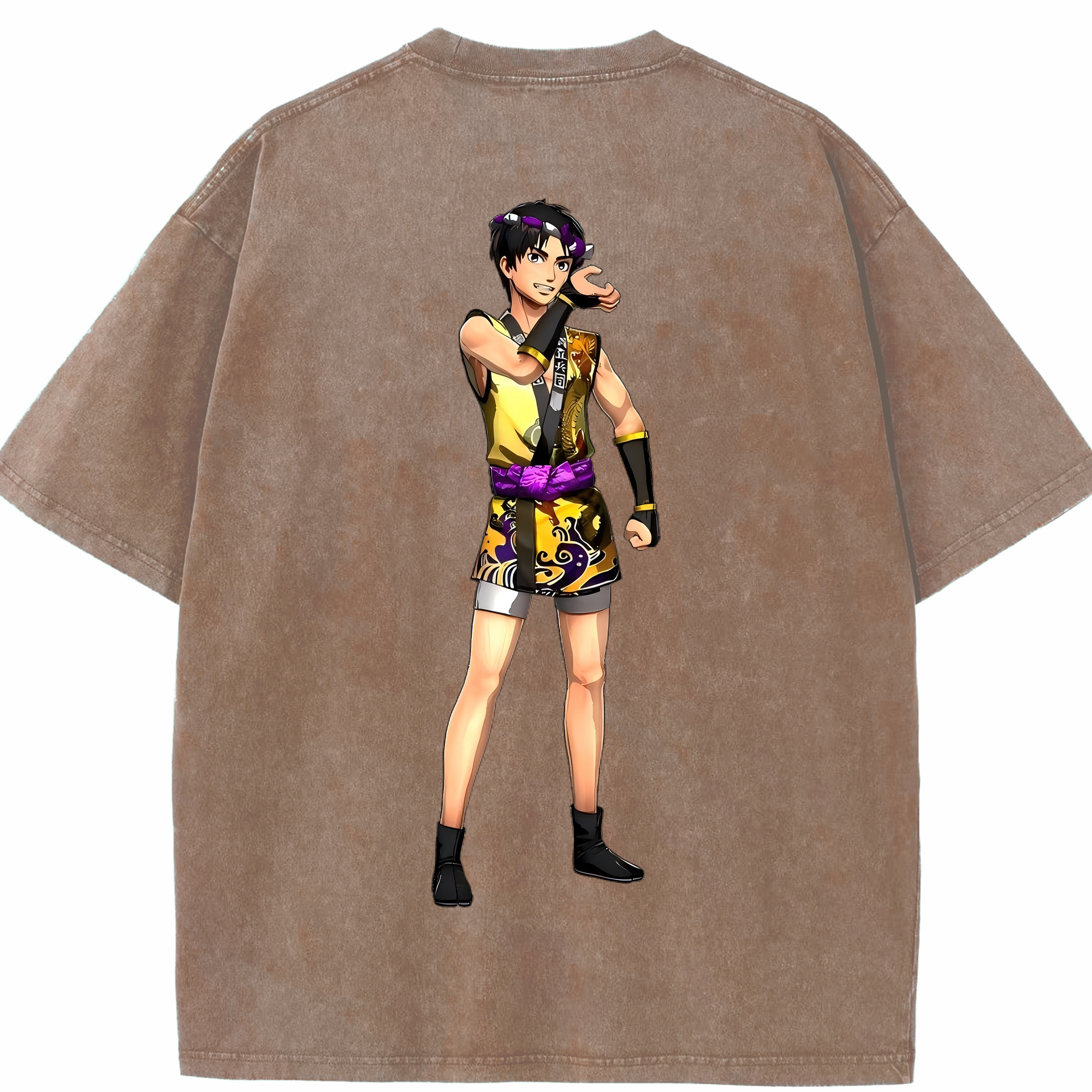 （画像用） 進撃の巨人 リヴァイ·アッカーマン Attack on Titan Levi Ackerman 綿100% ヴィンテージ風 半袖Tシャツ（背面プリント）