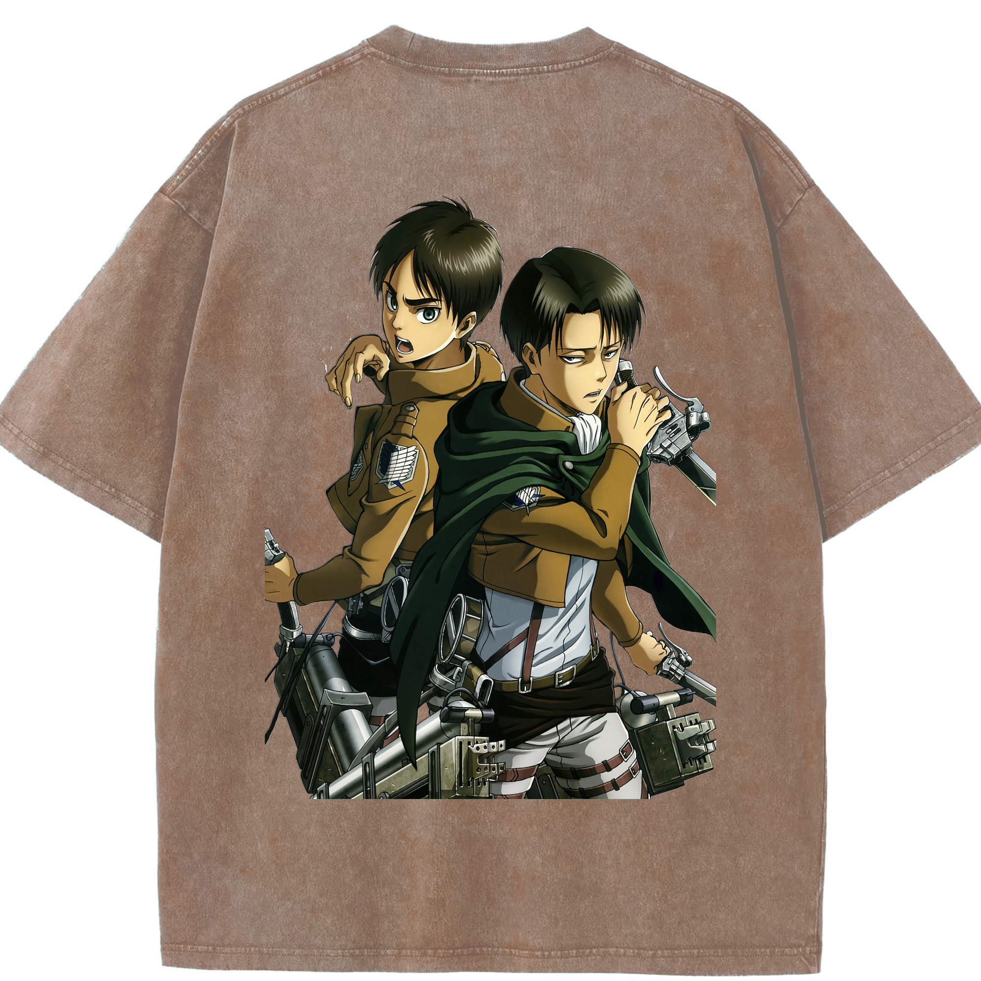 （画像用） 進撃の巨人 リヴァイ·アッカーマン Attack on Titan Levi Ackerman 綿100% ヴィンテージ風 半袖Tシャツ（背面プリント）