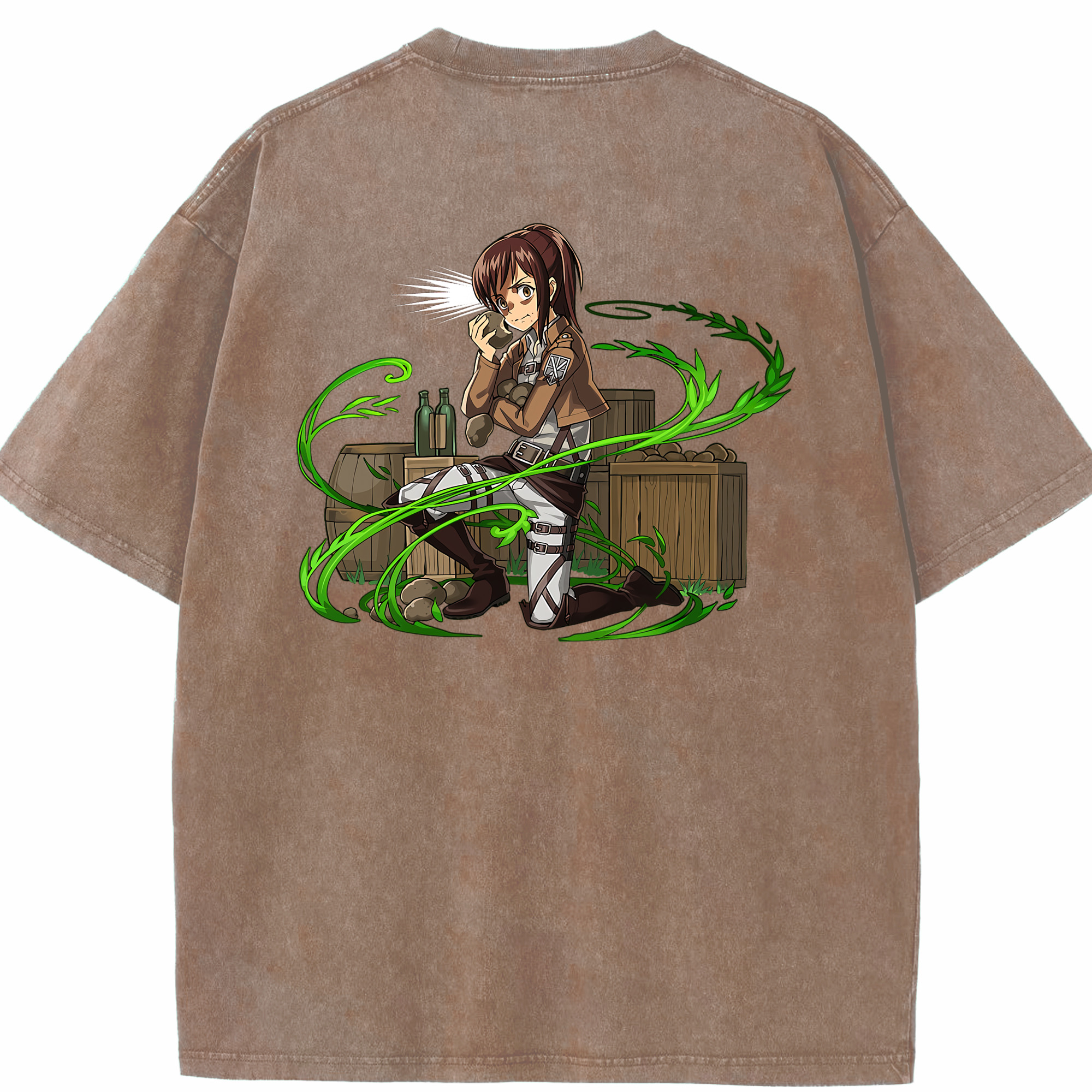 （画像用） 進撃の巨人 サシャ·ブラウス Attack on Titan Sasha Blaus 綿100% ヴィンテージ風 半袖Tシャツ（背面プリント）