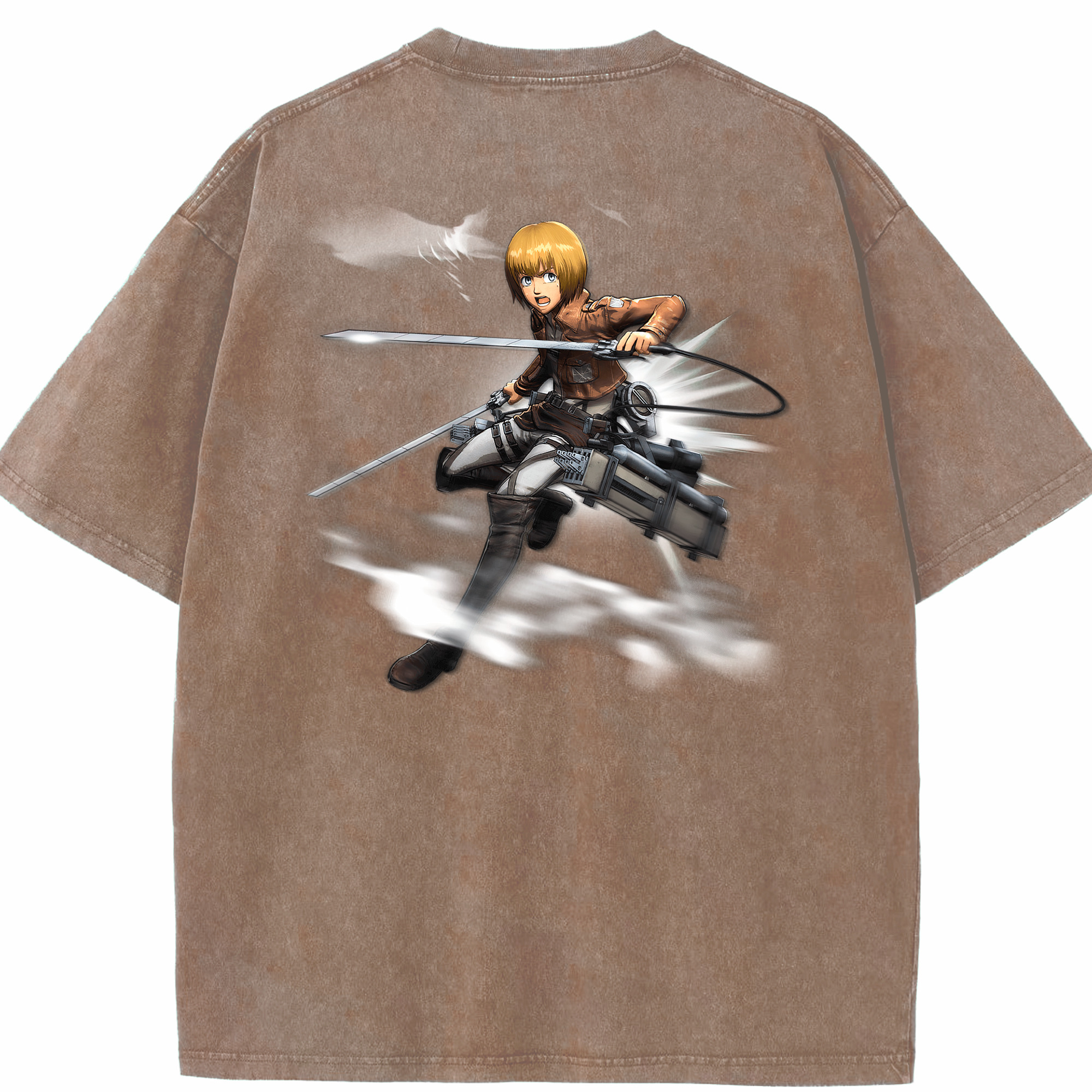 （画像用） 進撃の巨人 アルミン·アルレルト Attack on Titan Armin Arlert 綿100% ヴィンテージ風 半袖Tシャツ（背面プリント）