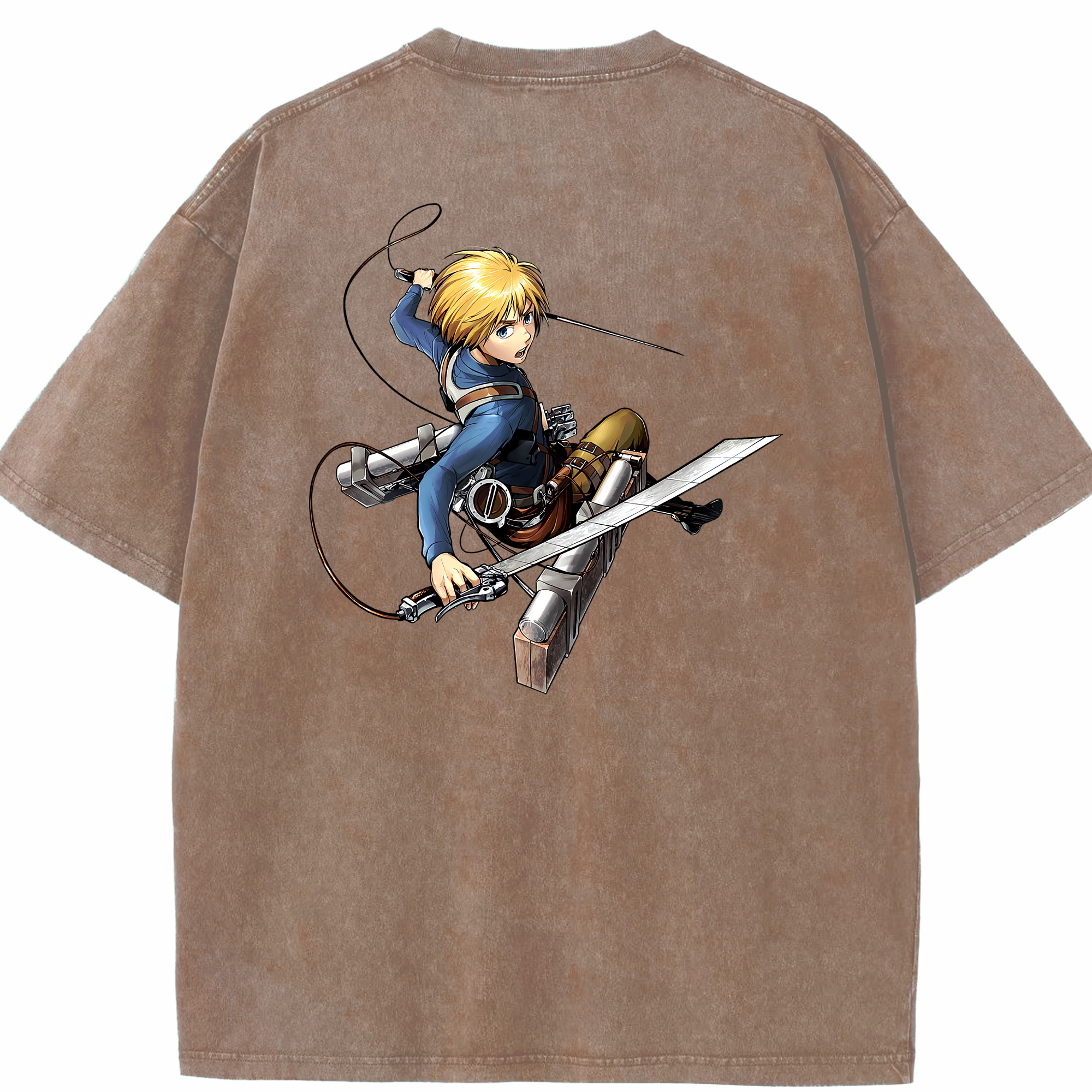 （画像用） 進撃の巨人 アルミン·アルレルト Attack on Titan Armin Arlert 綿100% ヴィンテージ風 半袖Tシャツ（背面プリント）