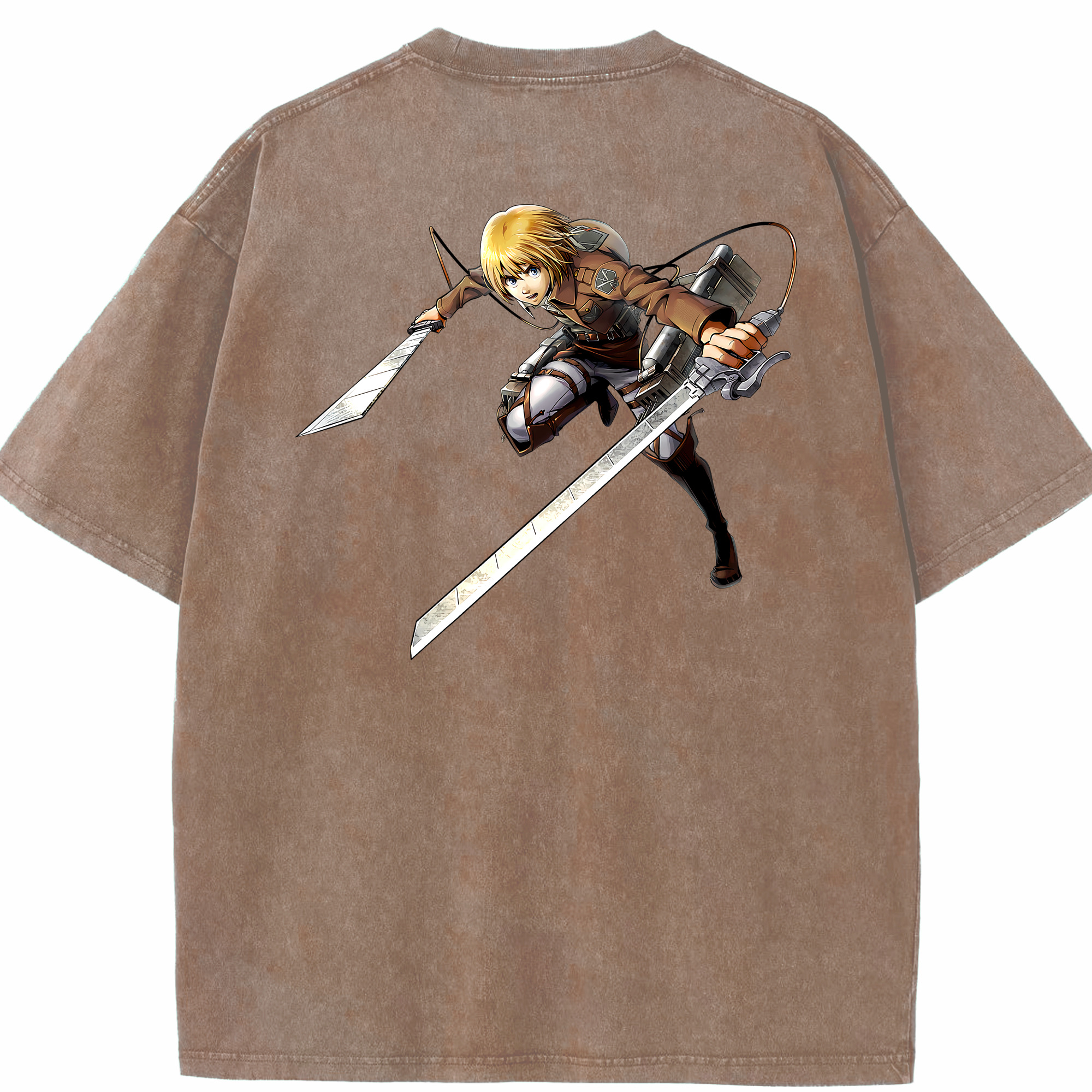 （画像用） 進撃の巨人 アルミン·アルレルト Attack on Titan Armin Arlert 綿100% ヴィンテージ風 半袖Tシャツ（背面プリント）