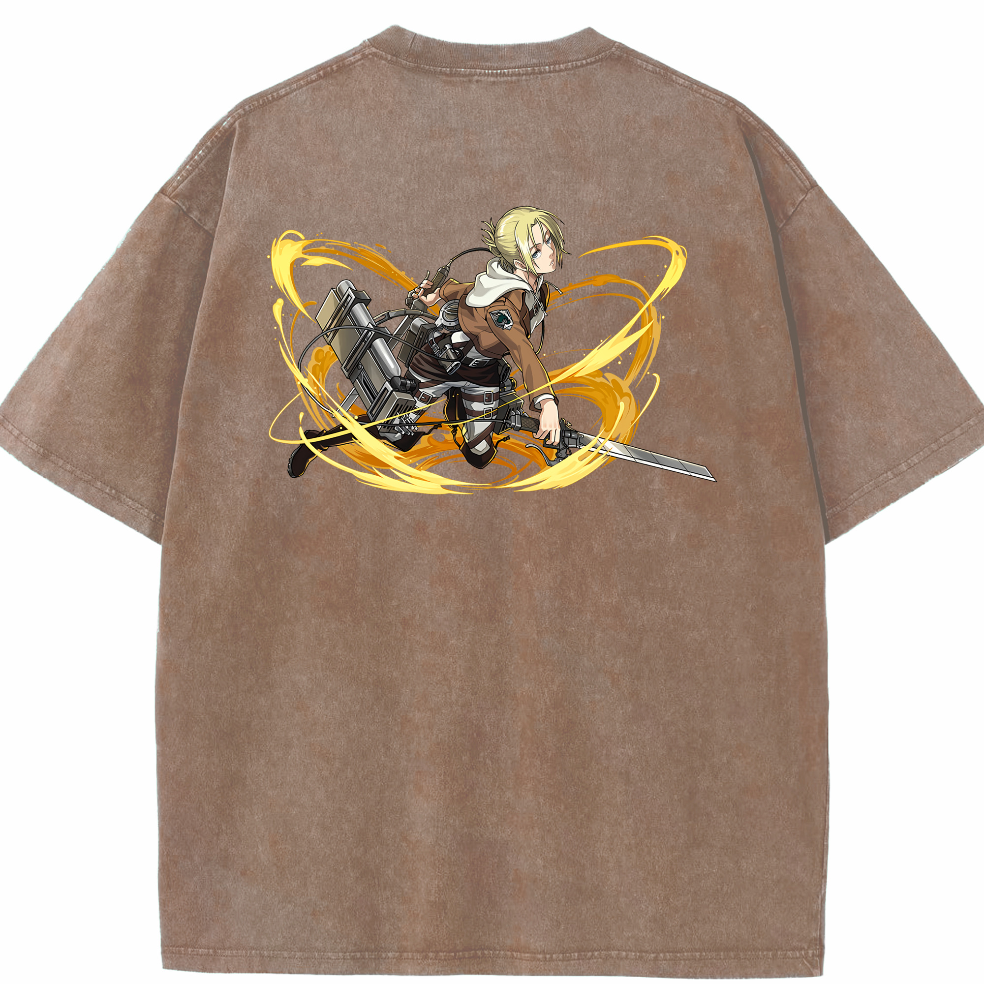 （画像用） 進撃の巨人 アニ・レオンハート Attack on Titan Annie Leonhart 綿100% ヴィンテージ風 半袖Tシャツ（背面プリント）