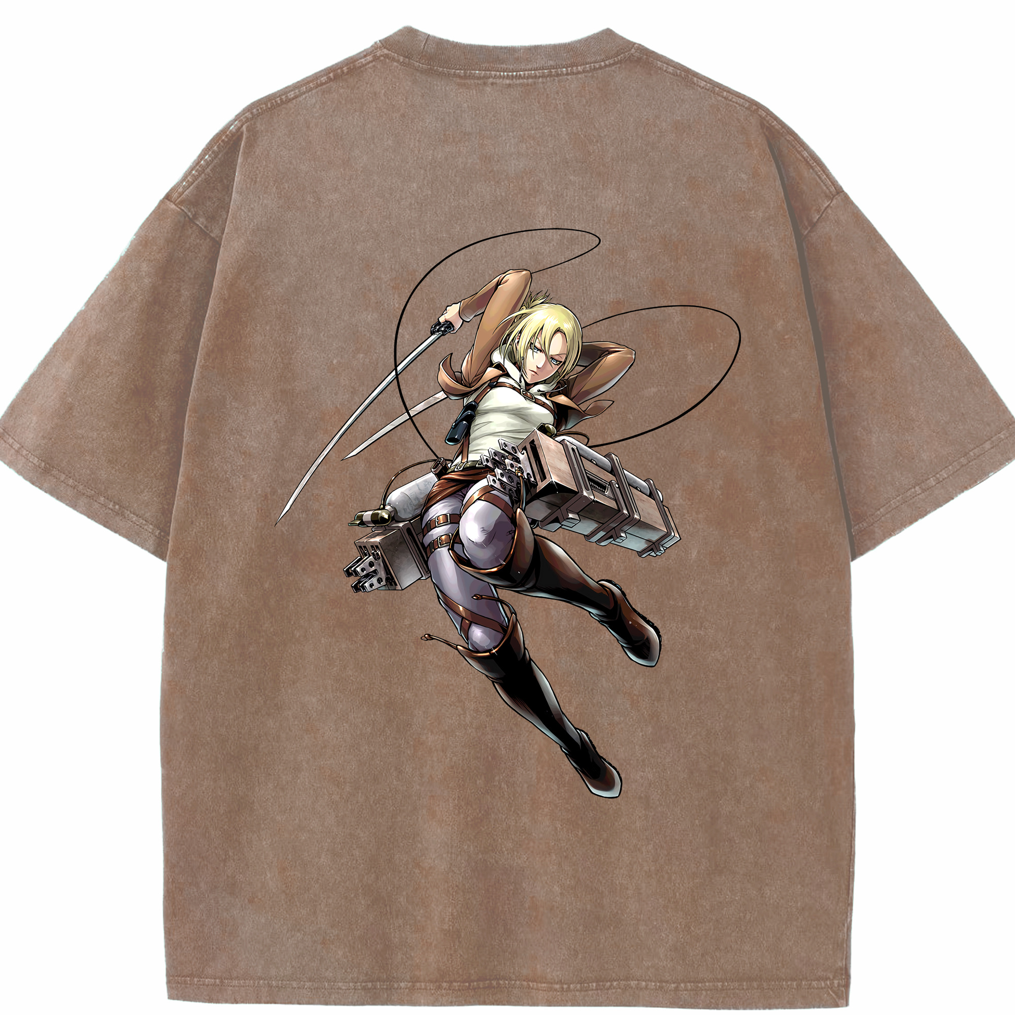 （画像用） 進撃の巨人 アニ・レオンハート Attack on Titan Annie Leonhart 綿100% ヴィンテージ風 半袖Tシャツ（背面プリント）