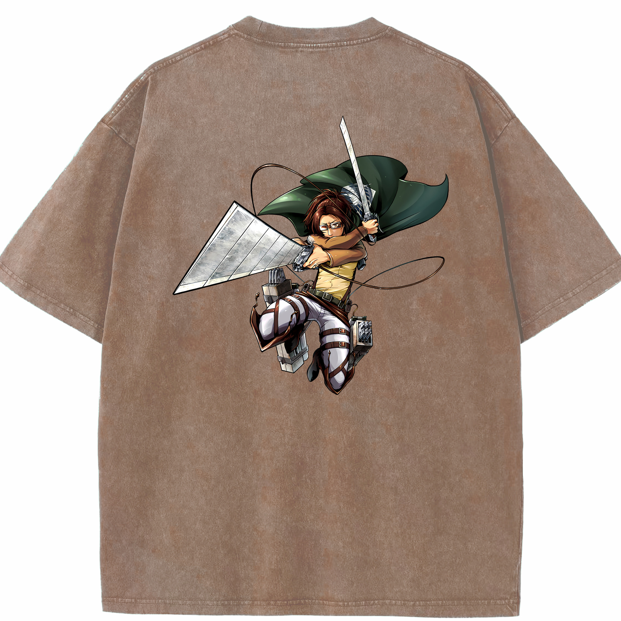 （画像用） 進撃の巨人 ハンジ·ゾエ Attack on Titan Hanji Zoe 綿100% ヴィンテージ風 半袖Tシャツ（背面プリント）