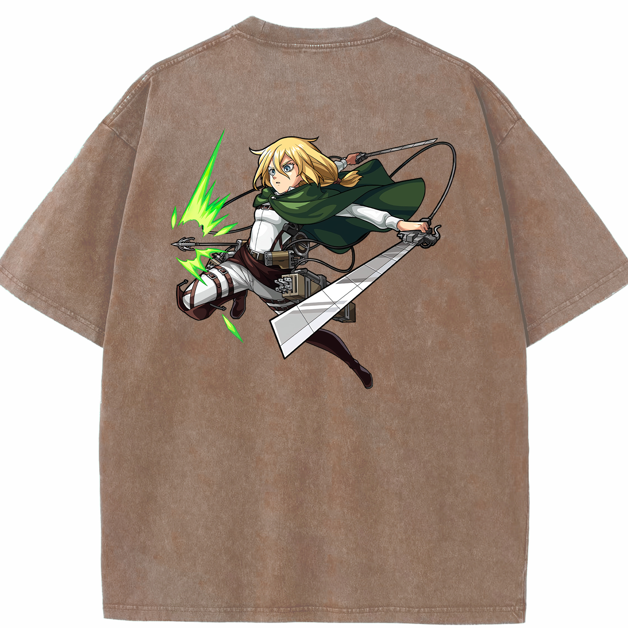 （画像用） 進撃の巨人 クリスタ·レンズ Attack on Titan Christa Lenz 綿100% ヴィンテージ風 半袖Tシャツ（背面プリント）