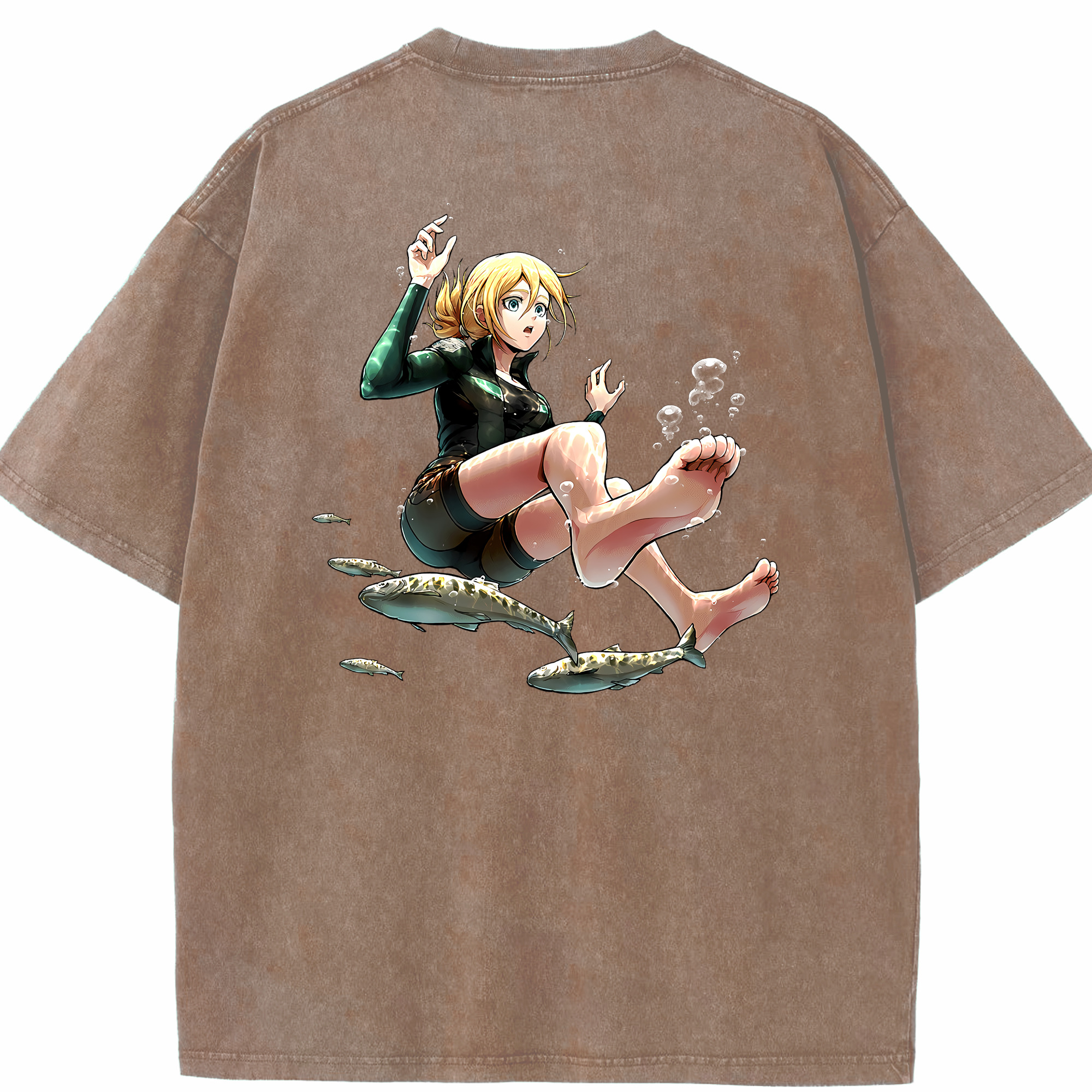 （画像用） 進撃の巨人 クリスタ·レンズ Attack on Titan Christa Lenz 綿100% ヴィンテージ風 半袖Tシャツ（背面プリント）