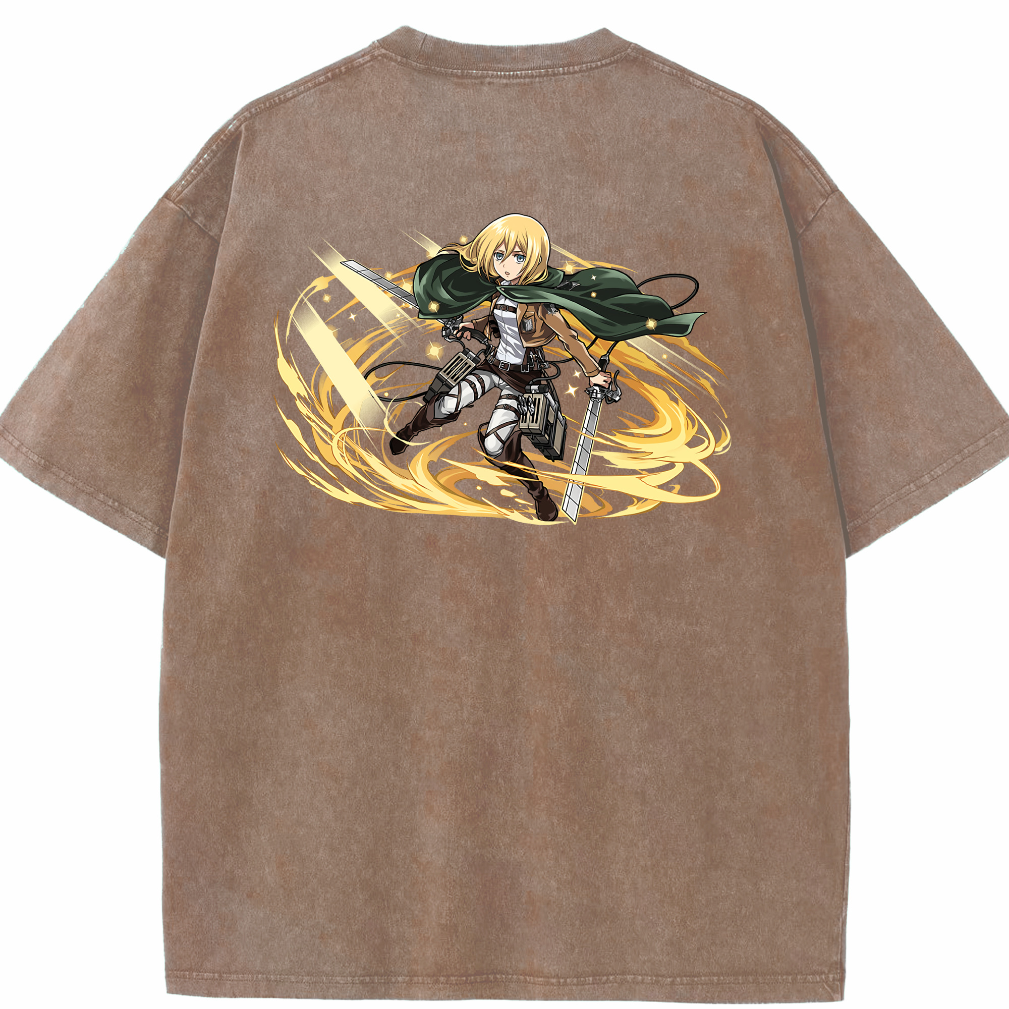 （画像用） 進撃の巨人 クリスタ·レンズ Attack on Titan Christa Lenz 綿100% ヴィンテージ風 半袖Tシャツ（背面プリント）