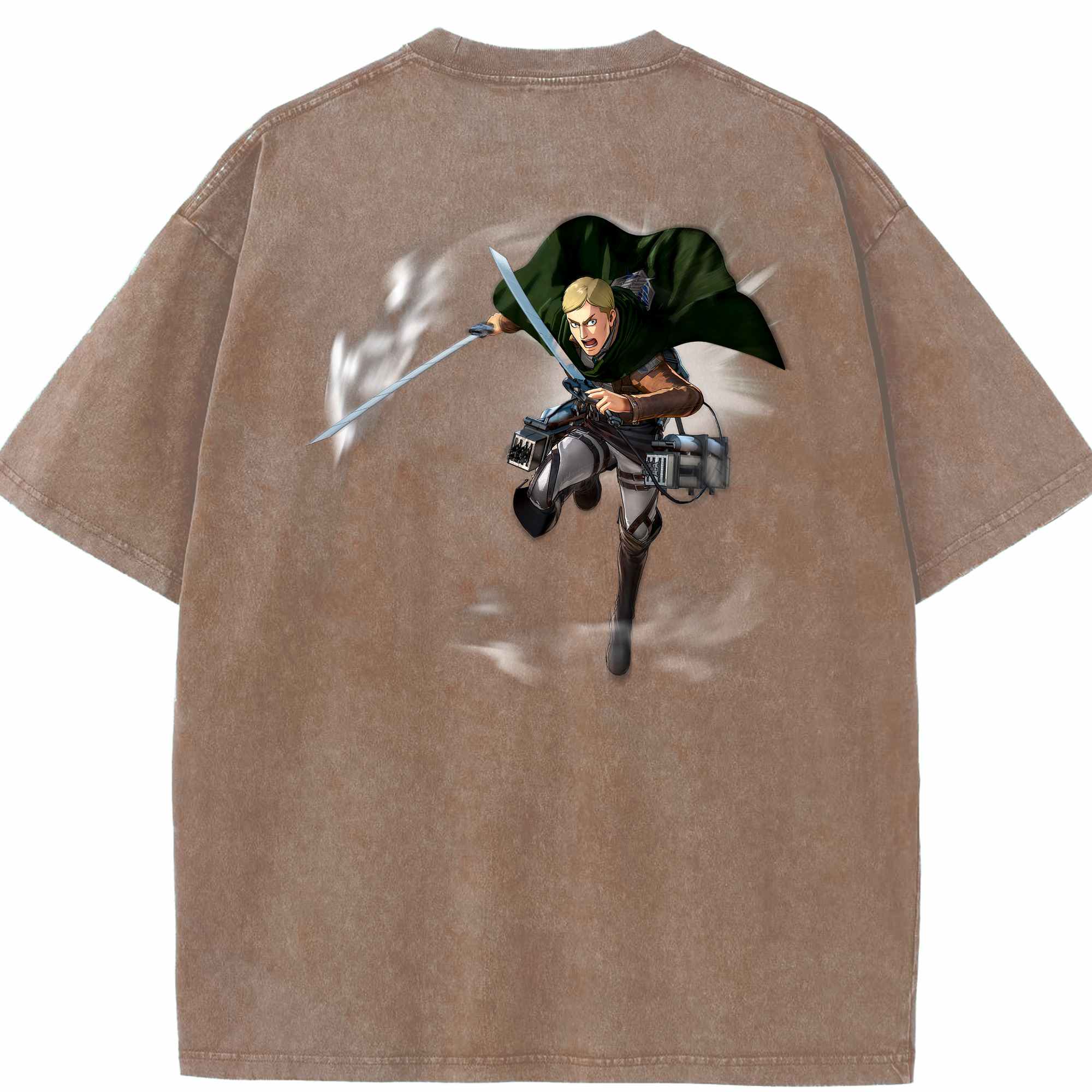 （画像用） 進撃の巨人 エルヴィン・スミス Attack on Titan Erwin Smith 綿100% ヴィンテージ風 半袖Tシャツ（背面プリント）