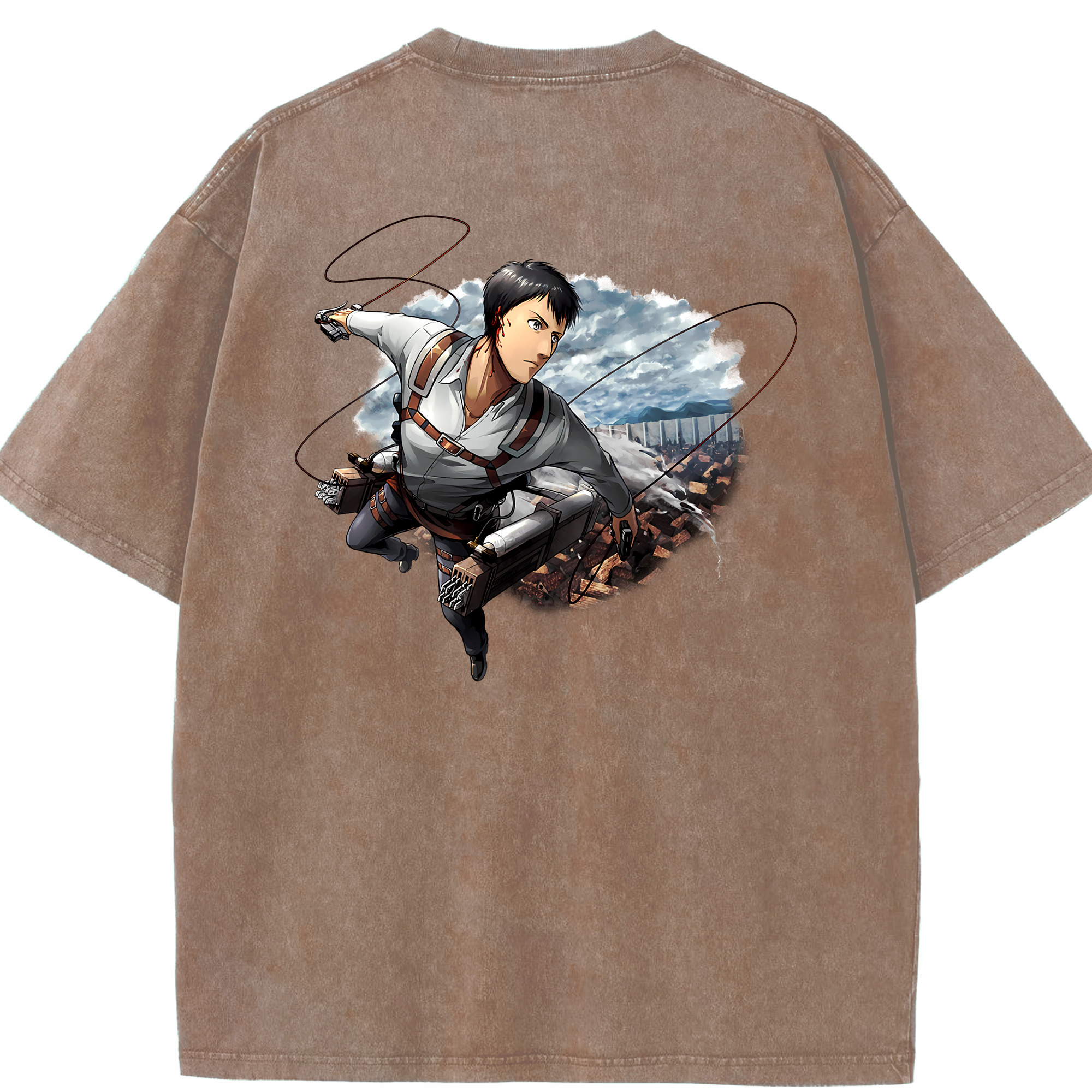（画像用） 進撃の巨人 ベルトルト・フーバー Attack on Titan Bertholdt Hoover 綿100% ヴィンテージ風 半袖Tシャツ（背面プリント）
