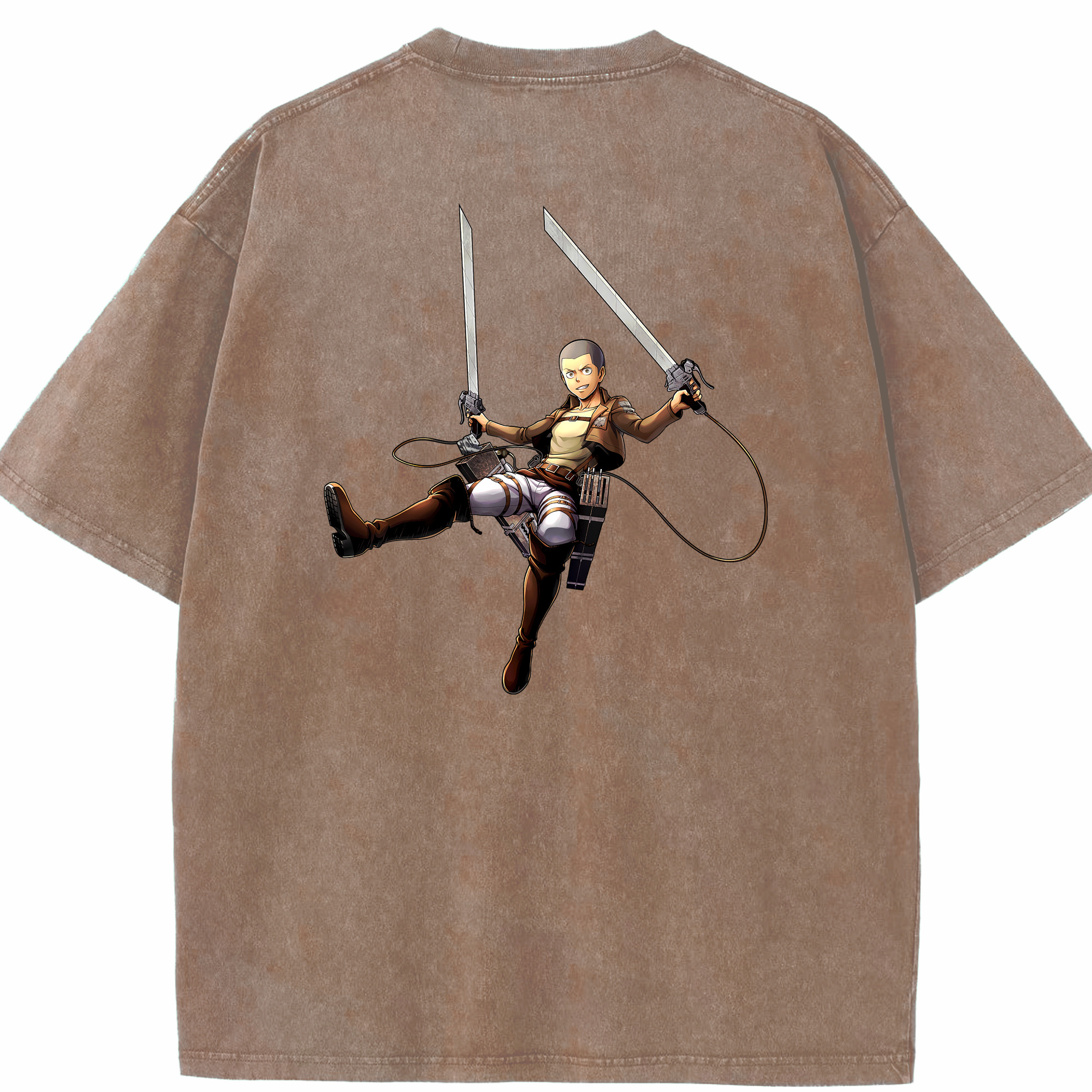 （画像用） 進撃の巨人 コニー·スプリンガー Attack on Titan Connie Springer 綿100% ヴィンテージ風 半袖Tシャツ（背面プリント）