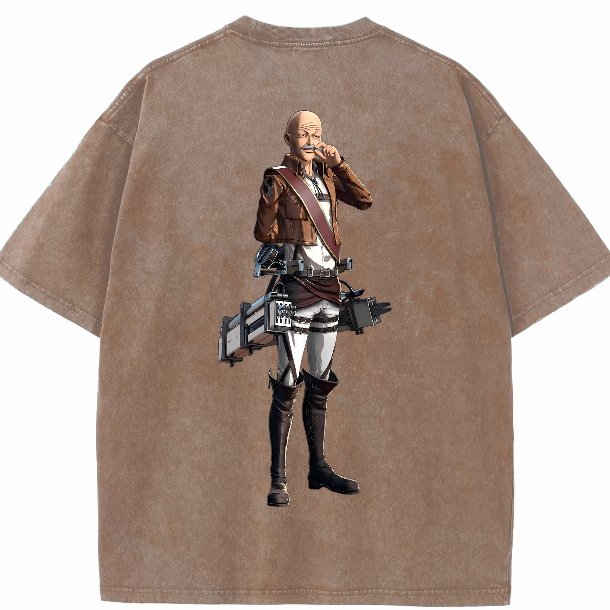 （画像用） 進撃の巨人 ドット·ピクシス Attack on Titan Dot Pixis 綿100% ヴィンテージ風 半袖Tシャツ（背面プリント）