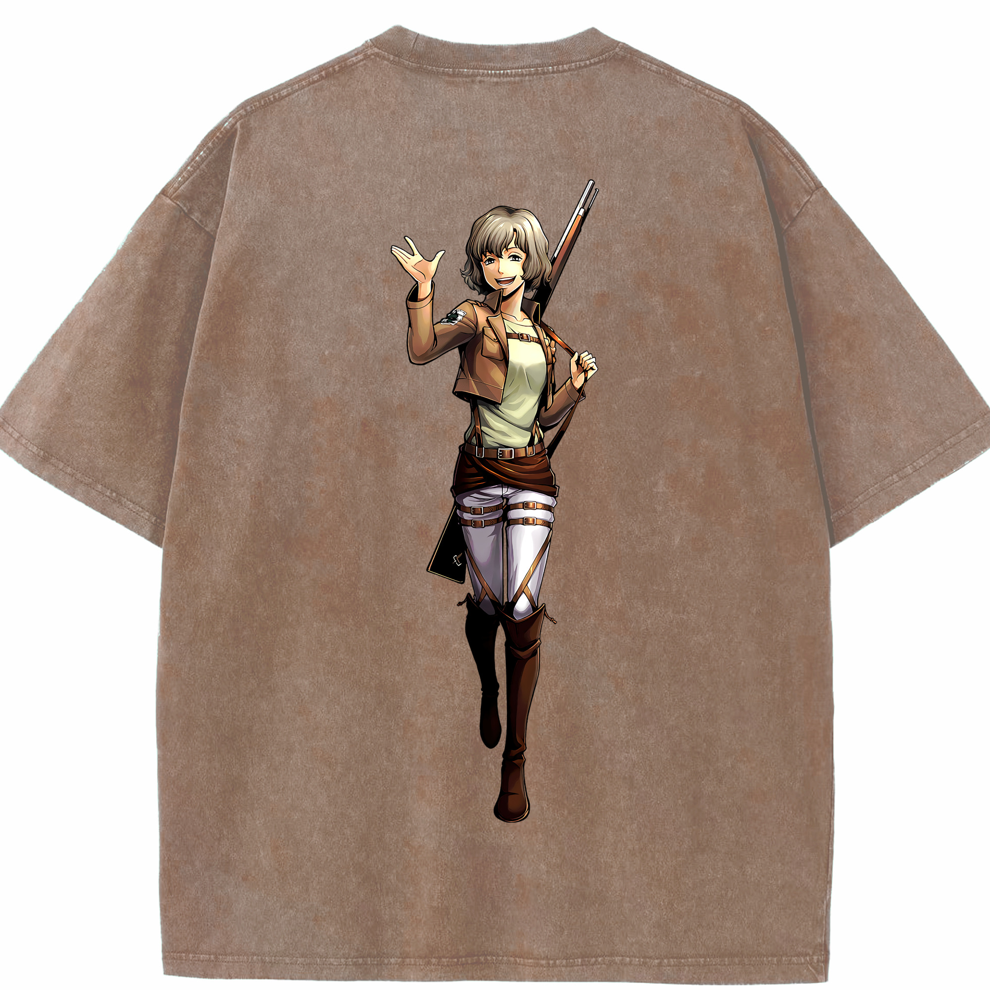 （画像用） 進撃の巨人 ヒツチ Attack on Titan Hitch 綿100% ヴィンテージ風 半袖Tシャツ（背面プリント）