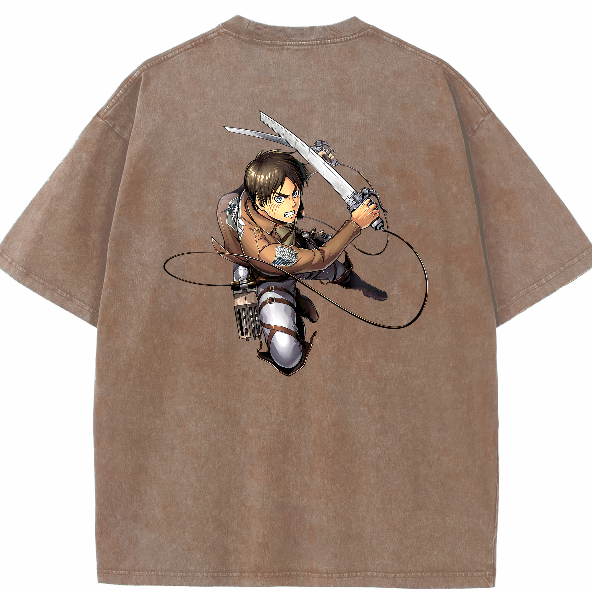 （画像用） 進撃の巨人 エレン･イェーガー Attack on Titan Eren Jäger 綿100% ヴィンテージ風 半袖Tシャツ（背面プリント）