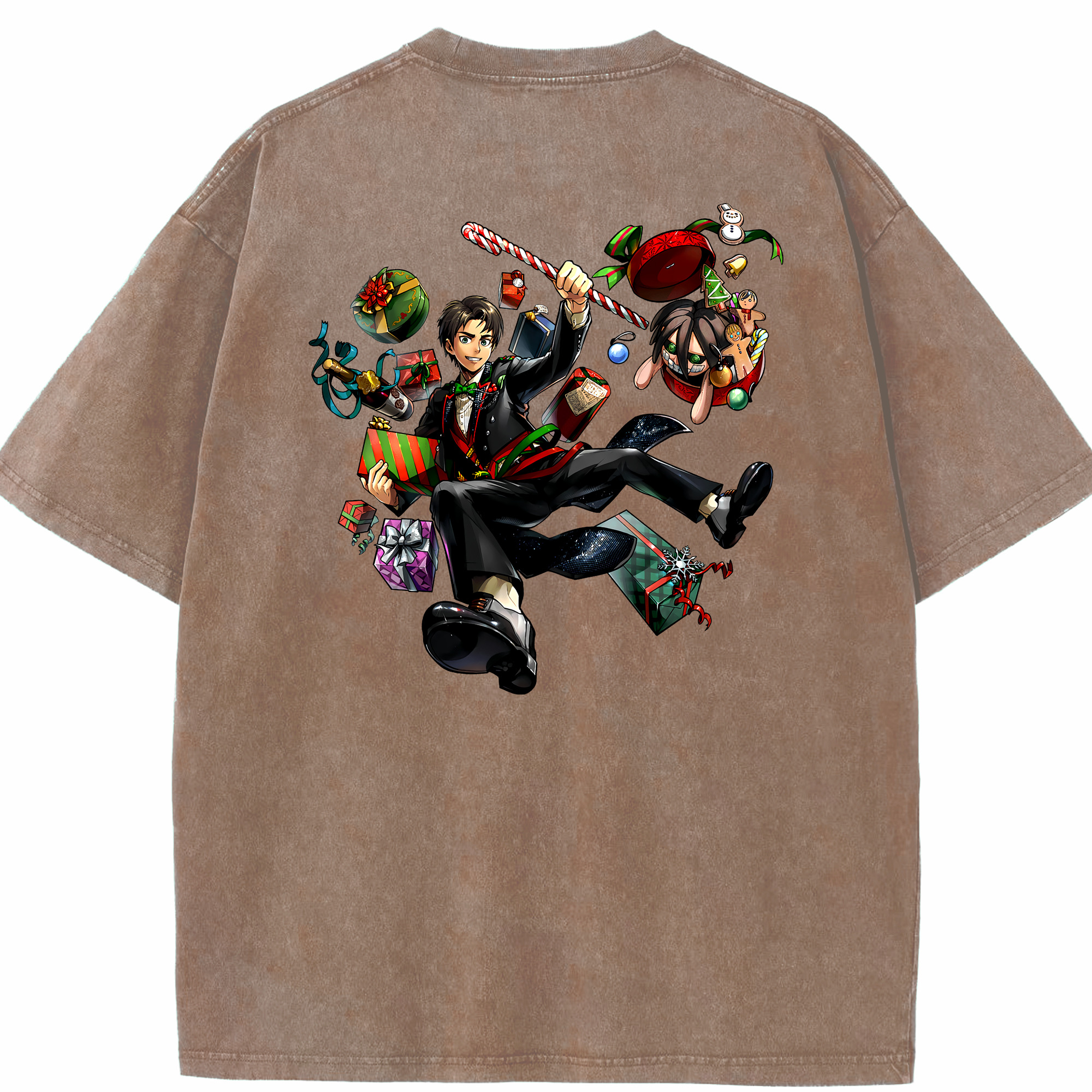 （画像用） 進撃の巨人 エレン･イェーガー Attack on Titan Eren Jäger 綿100% ヴィンテージ風 半袖Tシャツ（背面プリント）